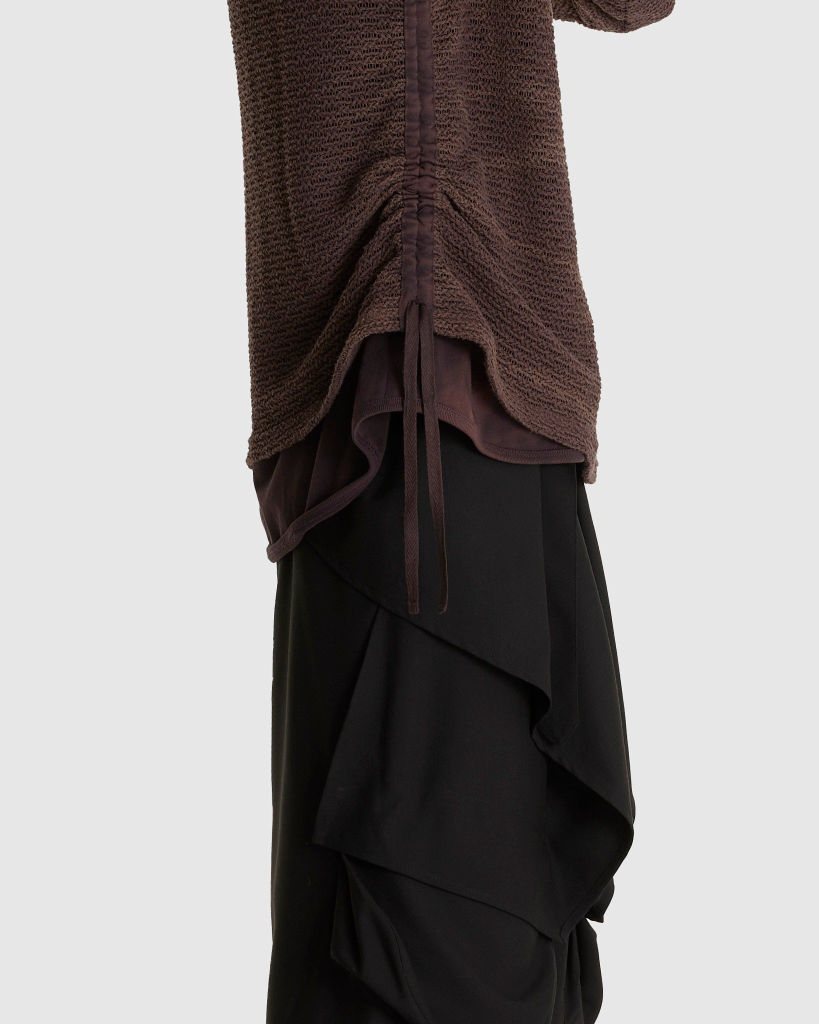 Sun-bleached Layered Net Hoodie Brown