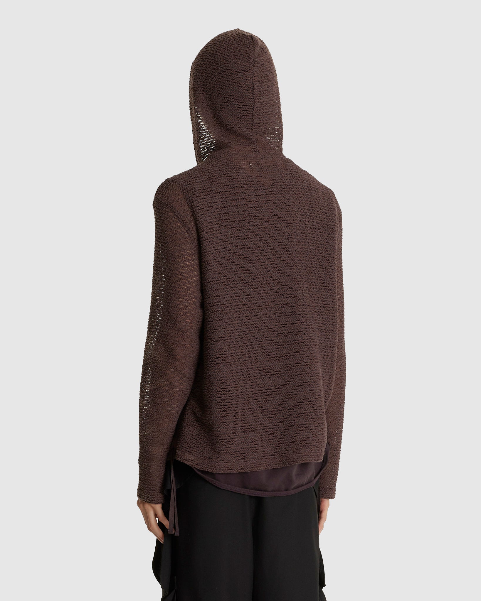 Sun-bleached Layered Net Hoodie Brown