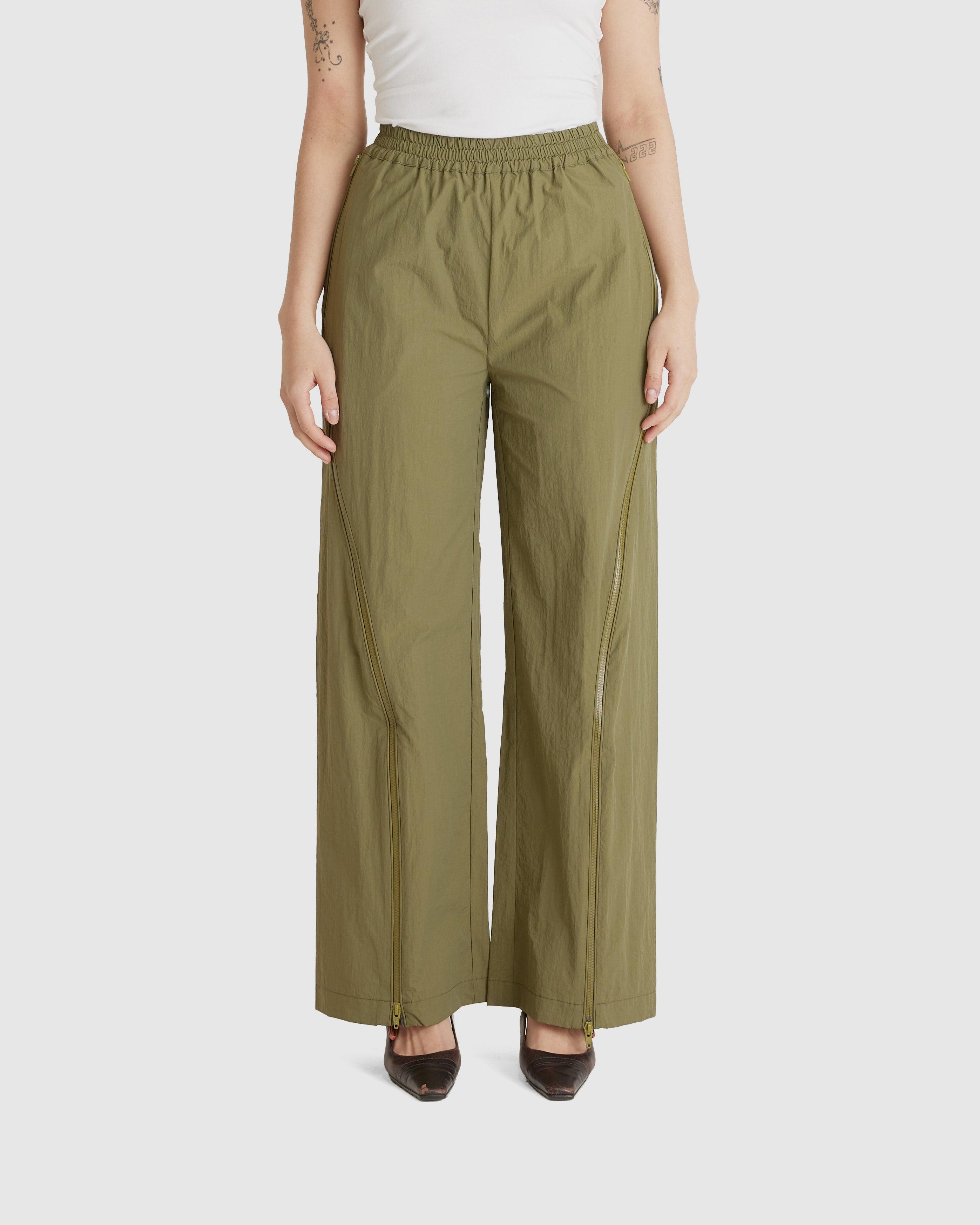 Zipper Track Pants Khaki (W)