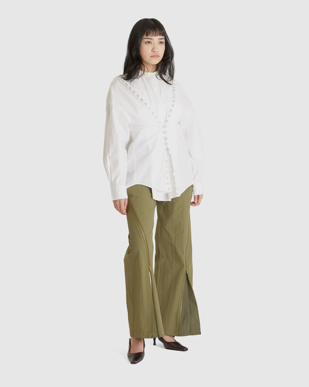 Zipper Track Pants Khaki (W)