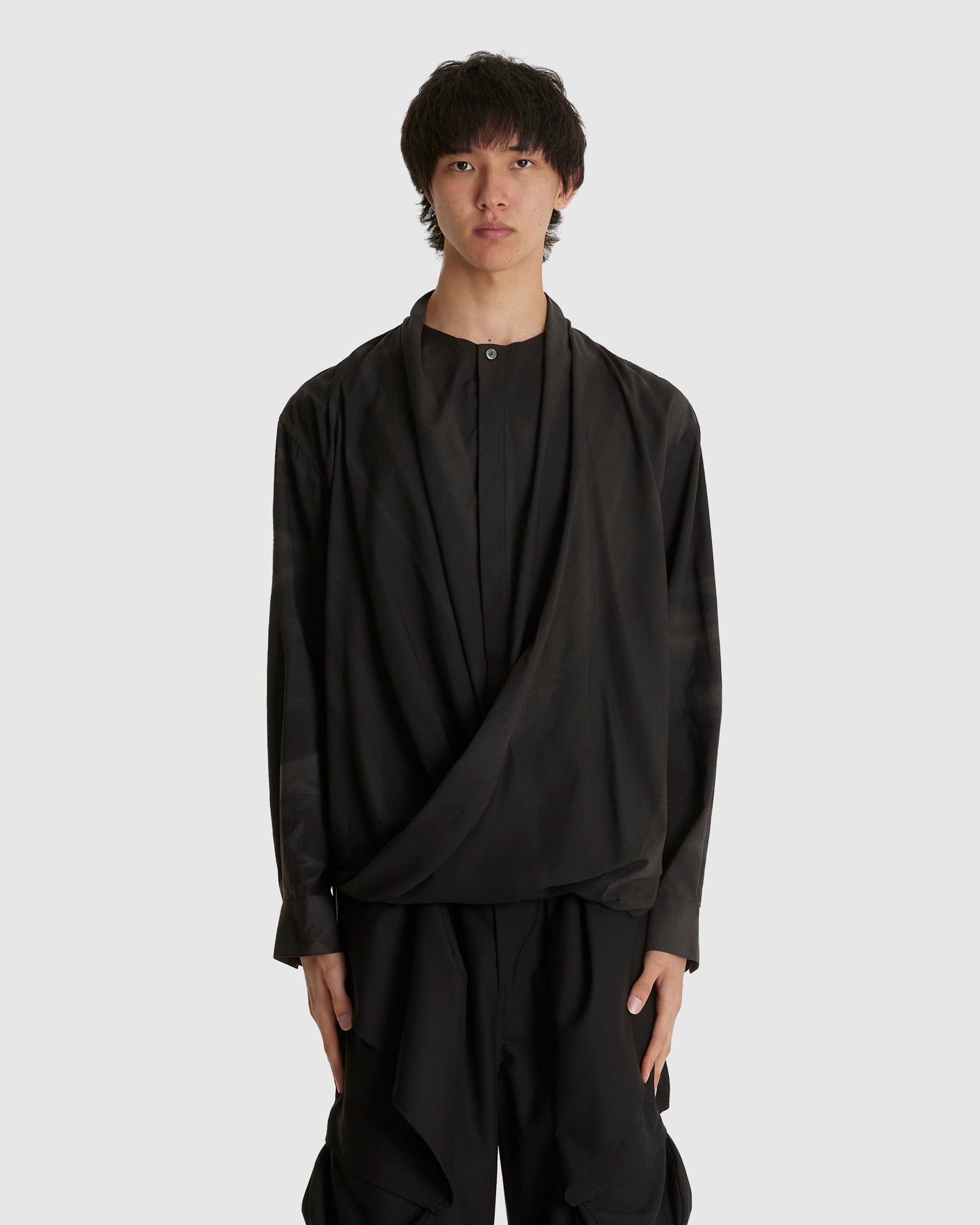 Sun-bleached Draped Shirt Black