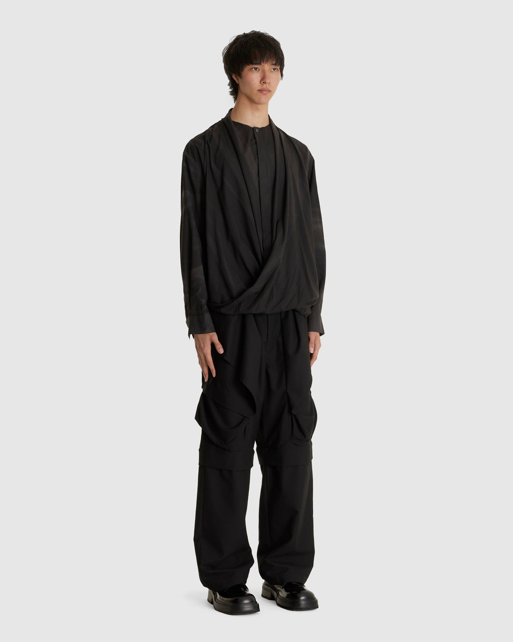 Sun-bleached Draped Shirt Black