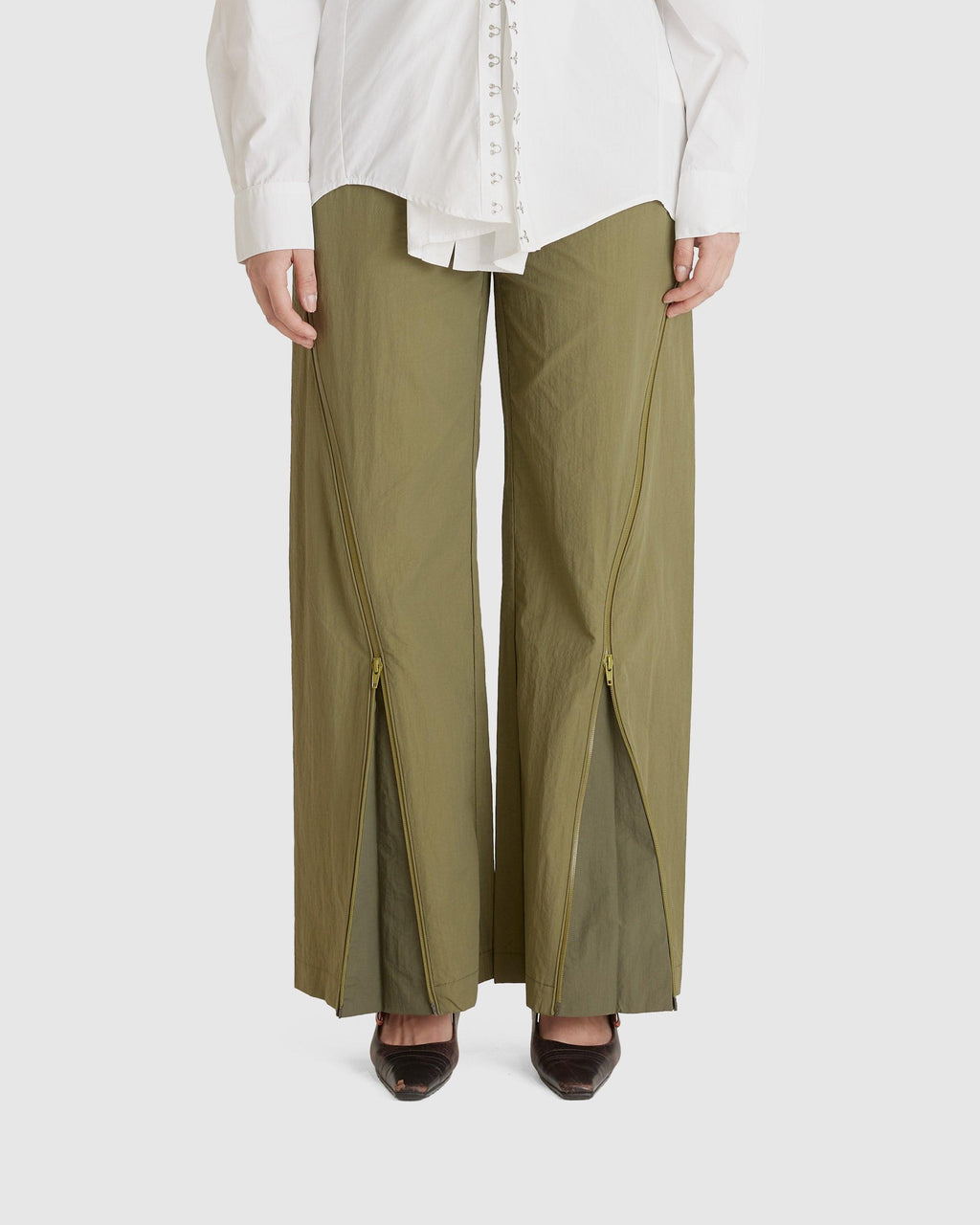 Zipper Track Pants Khaki (W)