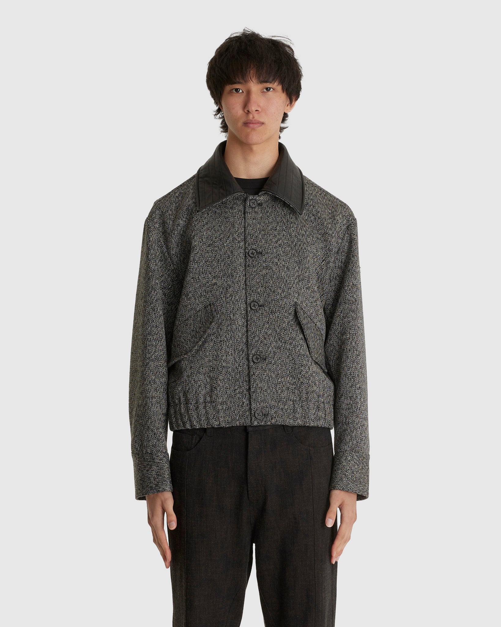 Watson Leather Collar Jacket Black/White