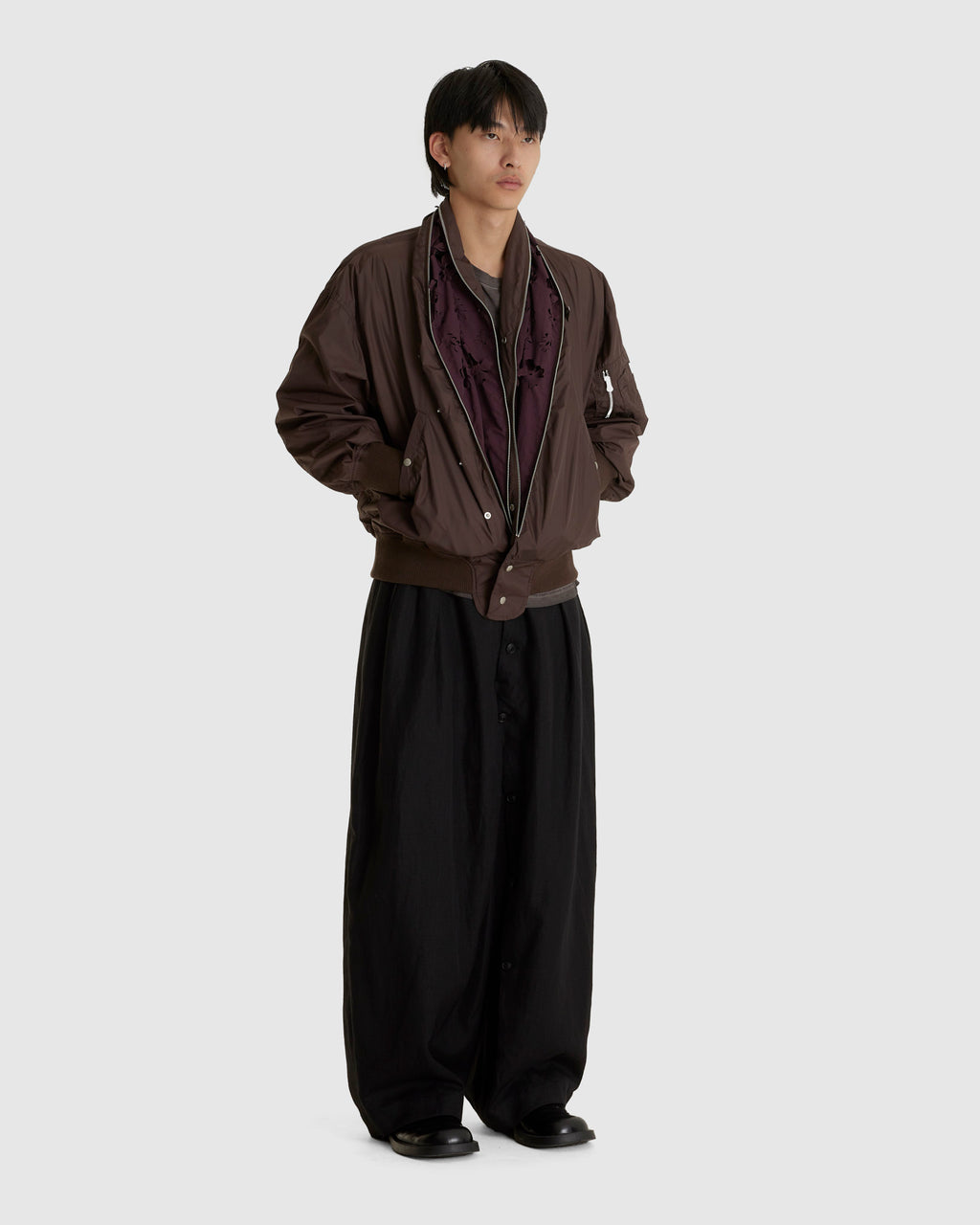 Laser Slashed Bomber Jacket Burgundy