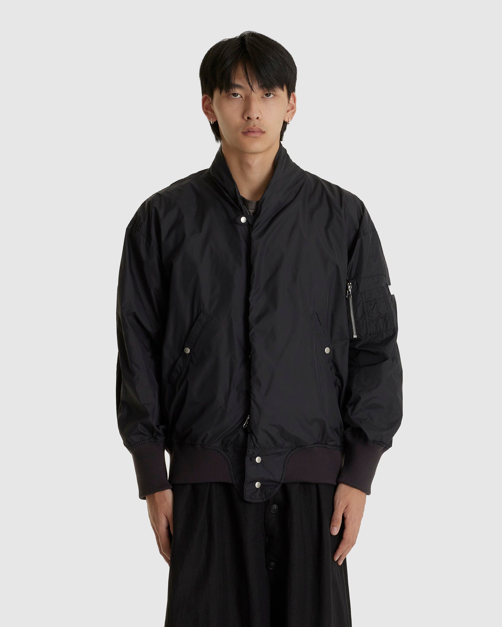 Laser Slashed Bomber Jacket Black
