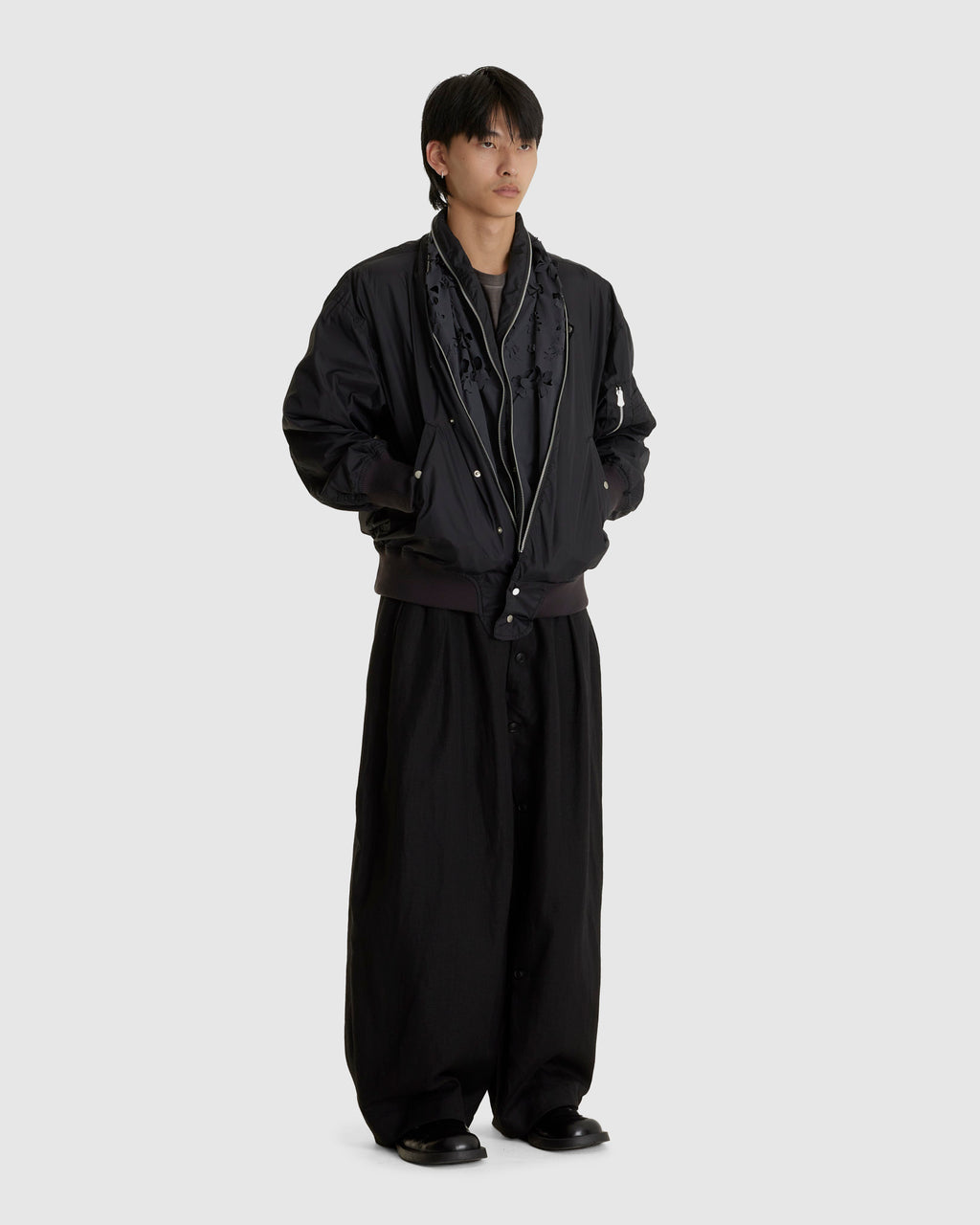 Laser Slashed Bomber Jacket Black