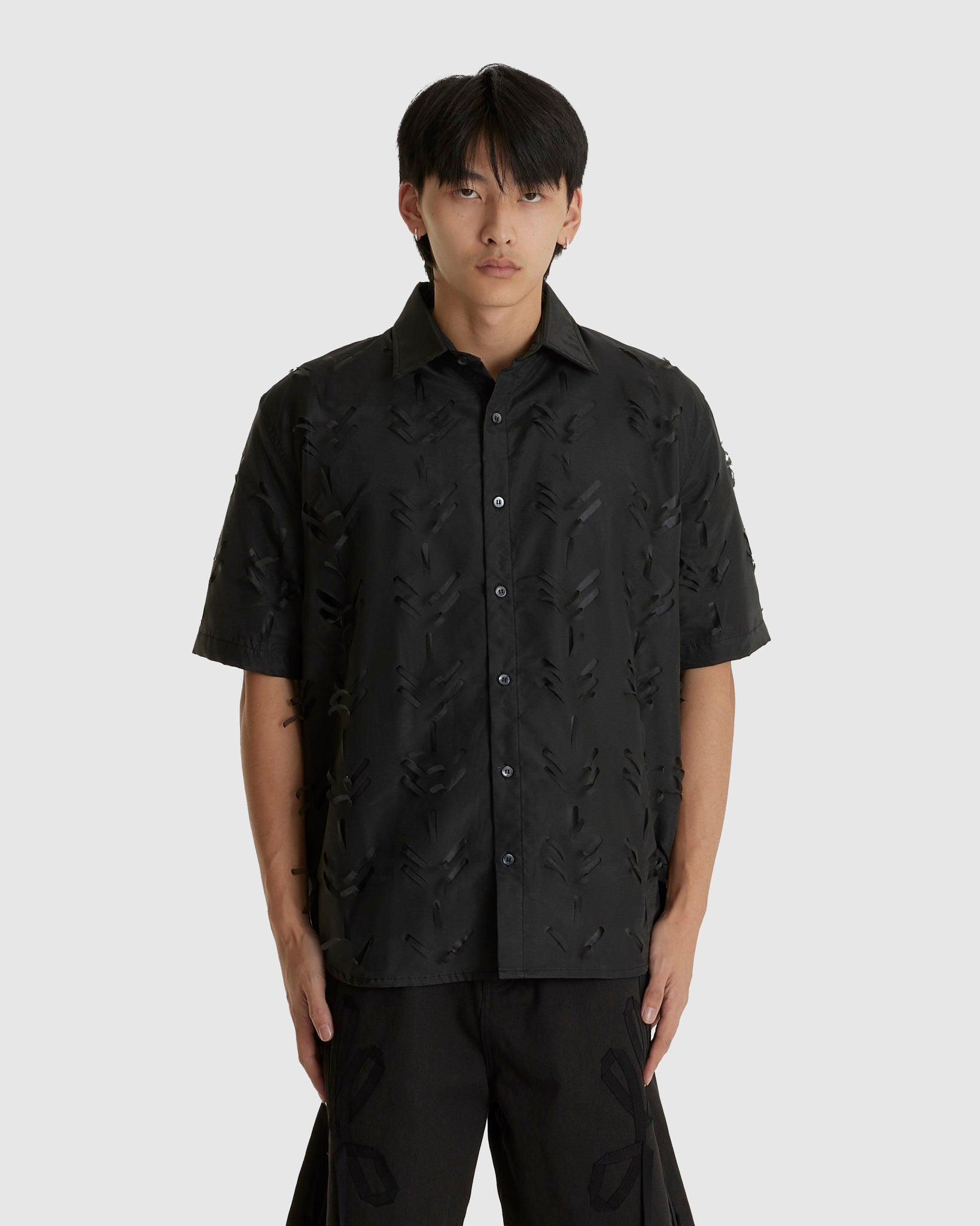 Layered Laser Slashed Shirt