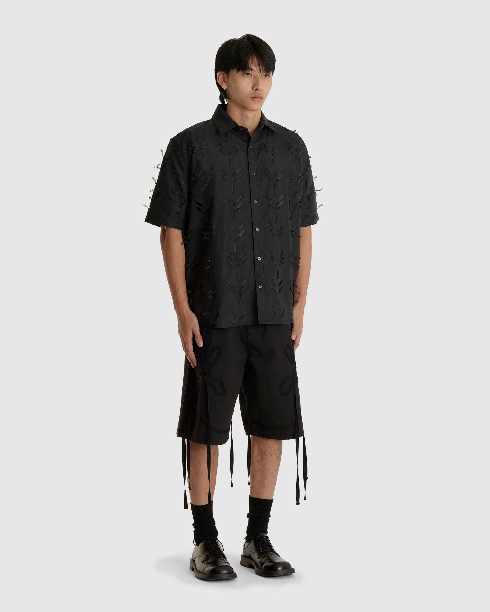 Layered Laser Slashed Shirt