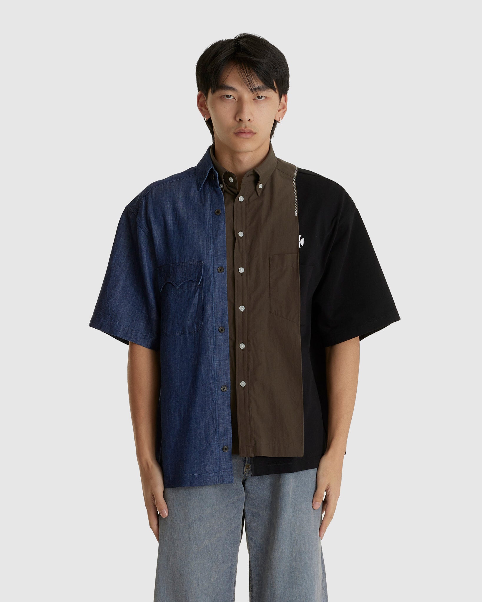 Deconstructed Split Short Sleeve Shirt