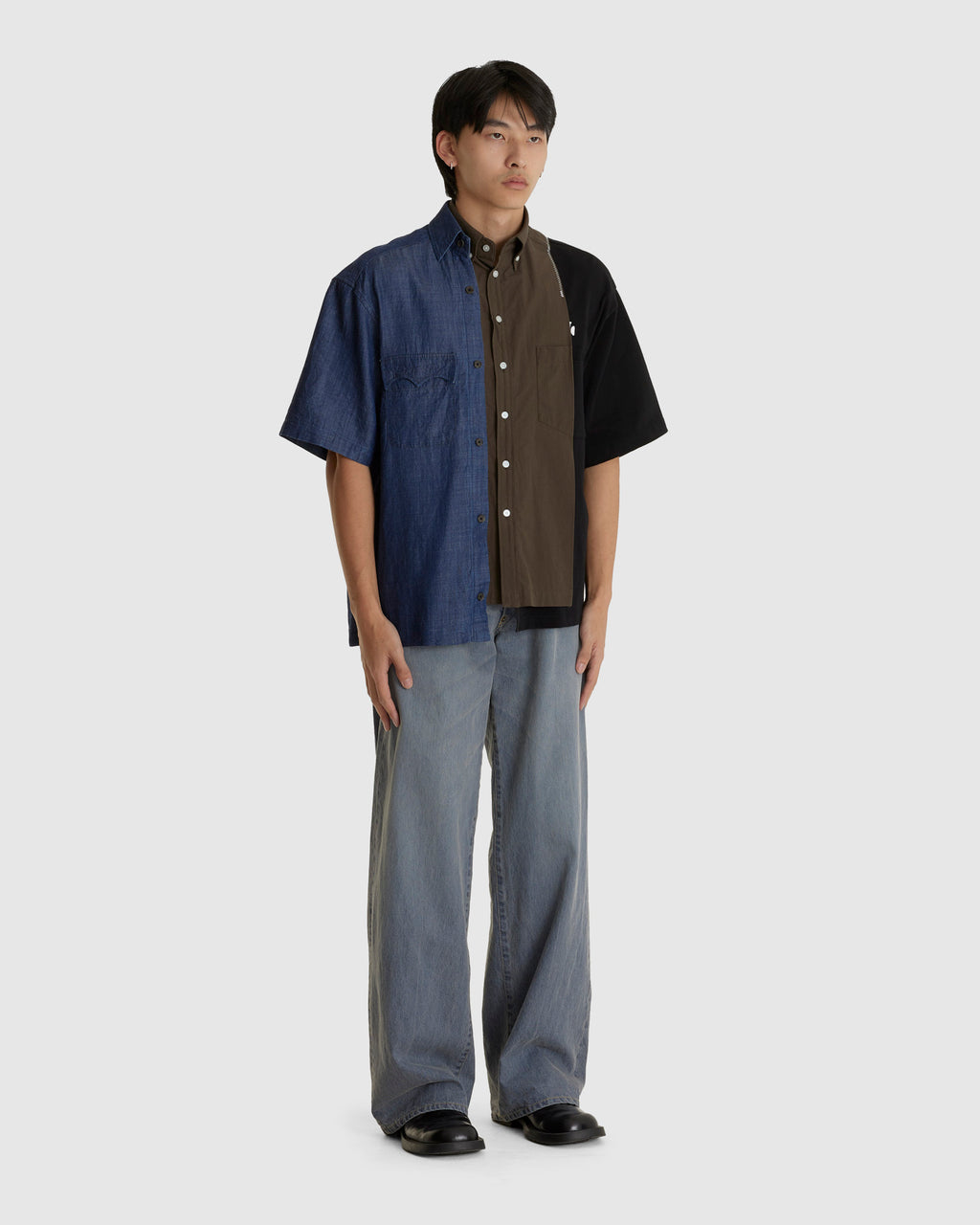Deconstructed Split Short Sleeve Shirt