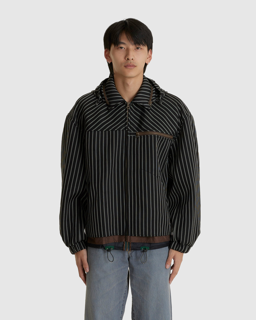 Stripe Hooded Padded jacket