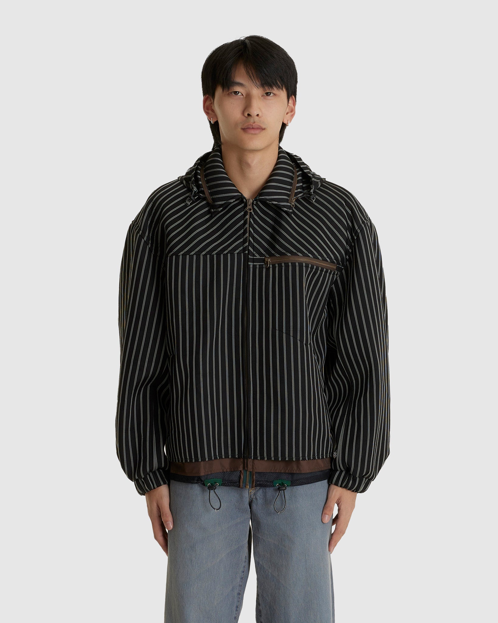 Stripe Hooded Padded jacket
