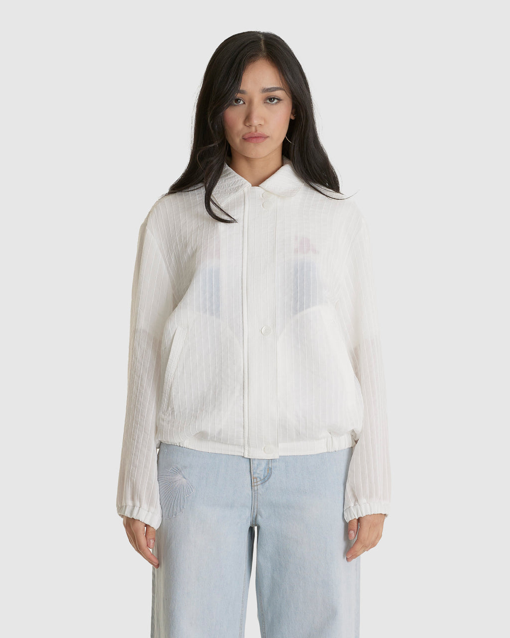 Sheer Striped Blouson