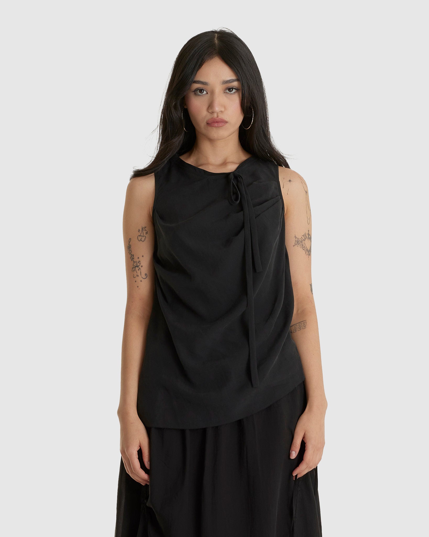 Rayon Vest Top Black
