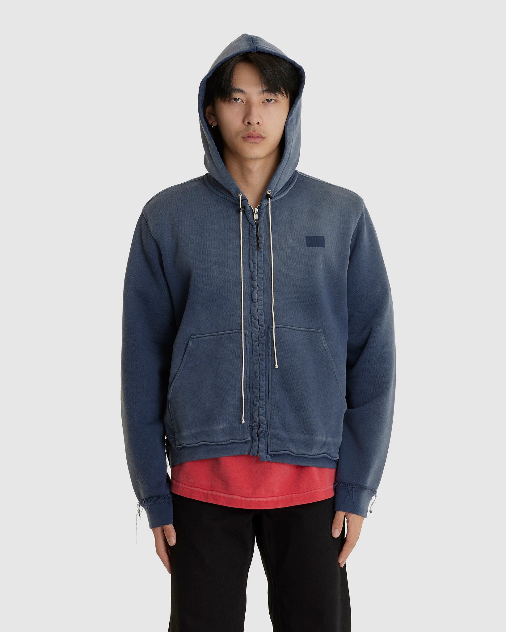 Fitted Zip Hoodie Navy Sunfade