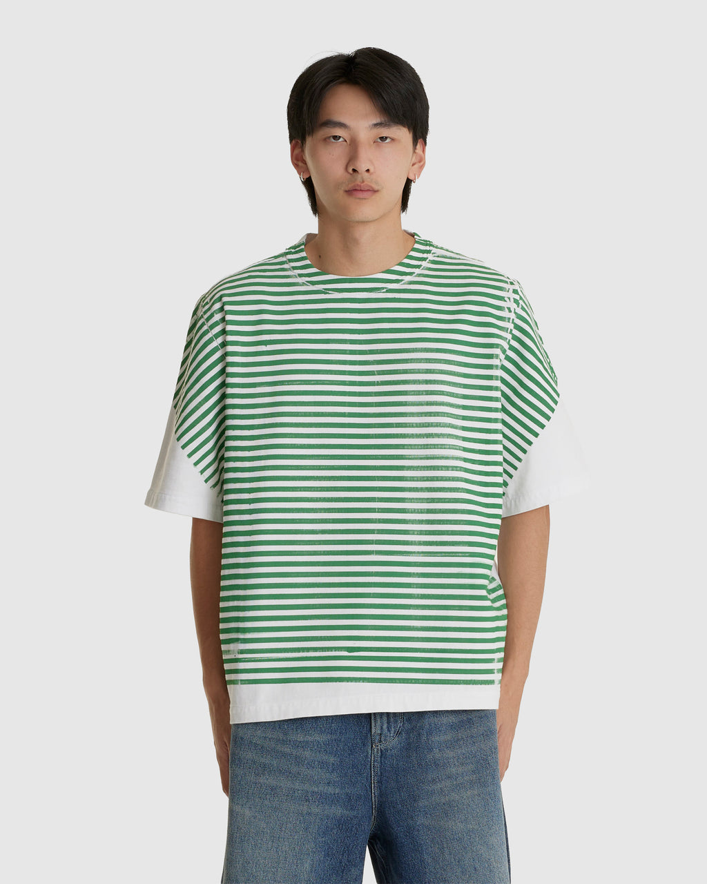 Big Tee Green/White Stripe