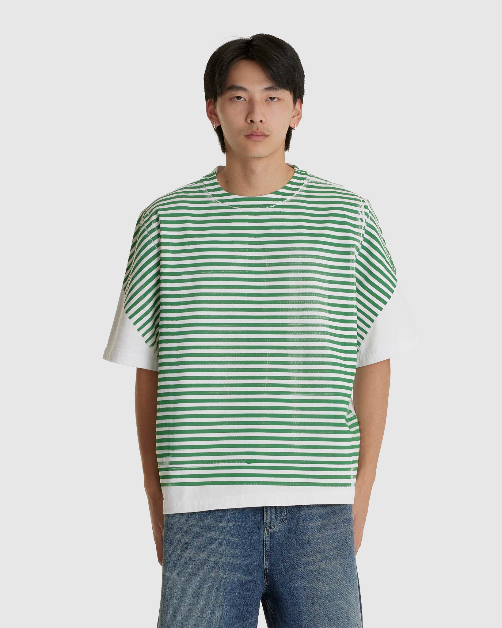Big Tee Green/White Stripe