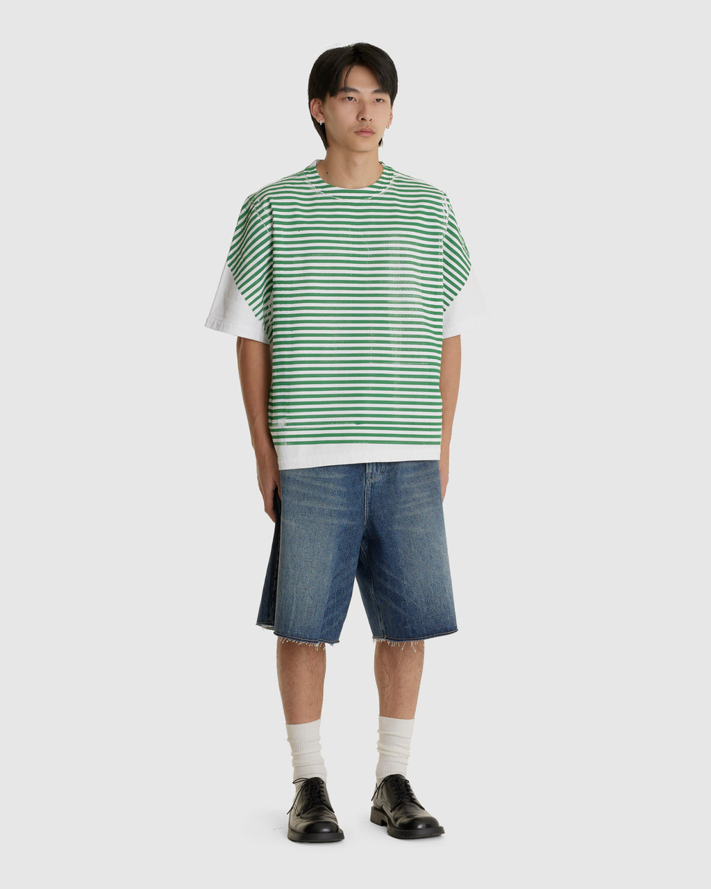 Big Tee Green/White Stripe