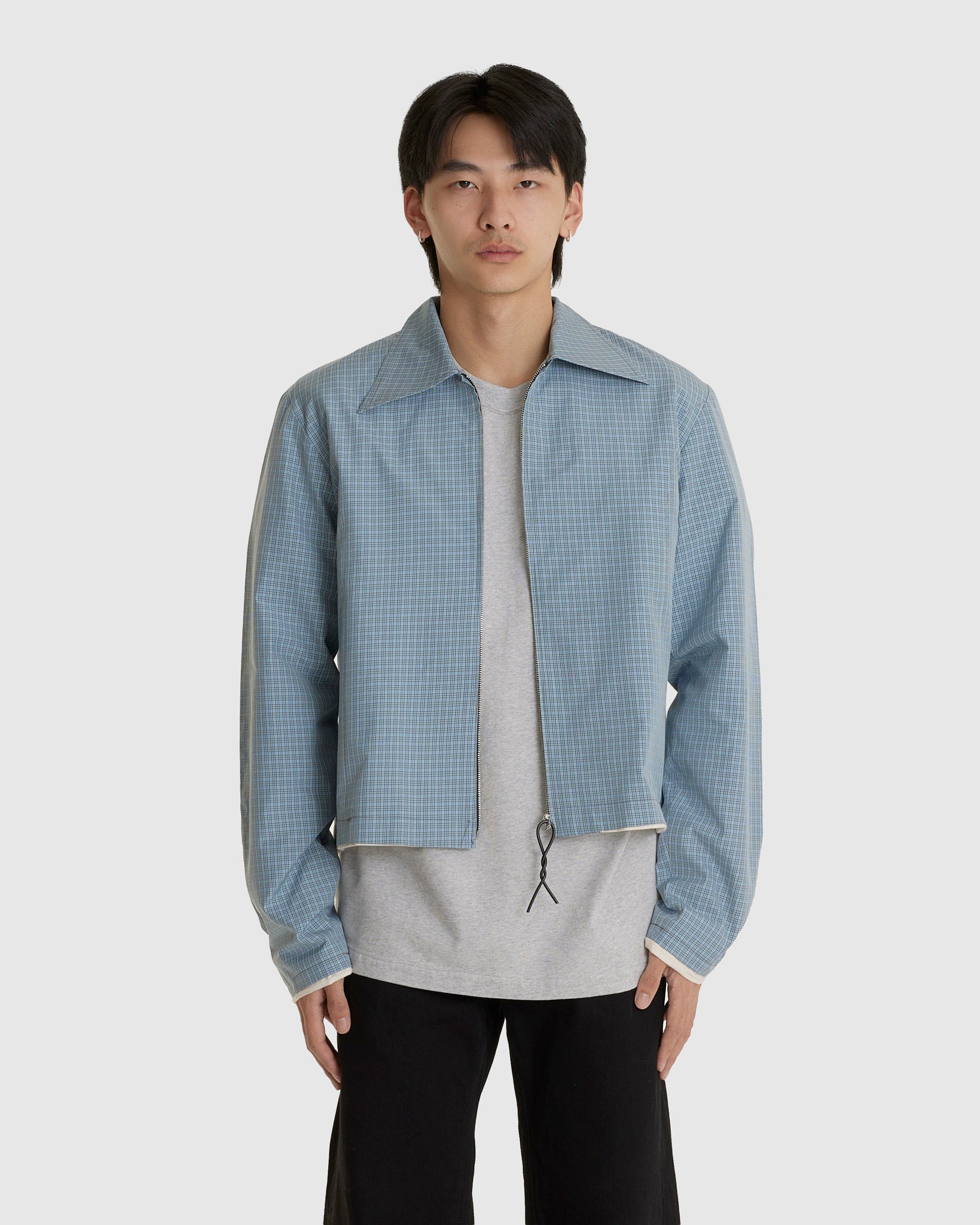 Fitted Zip Jacket Blue/Grey/White Check
