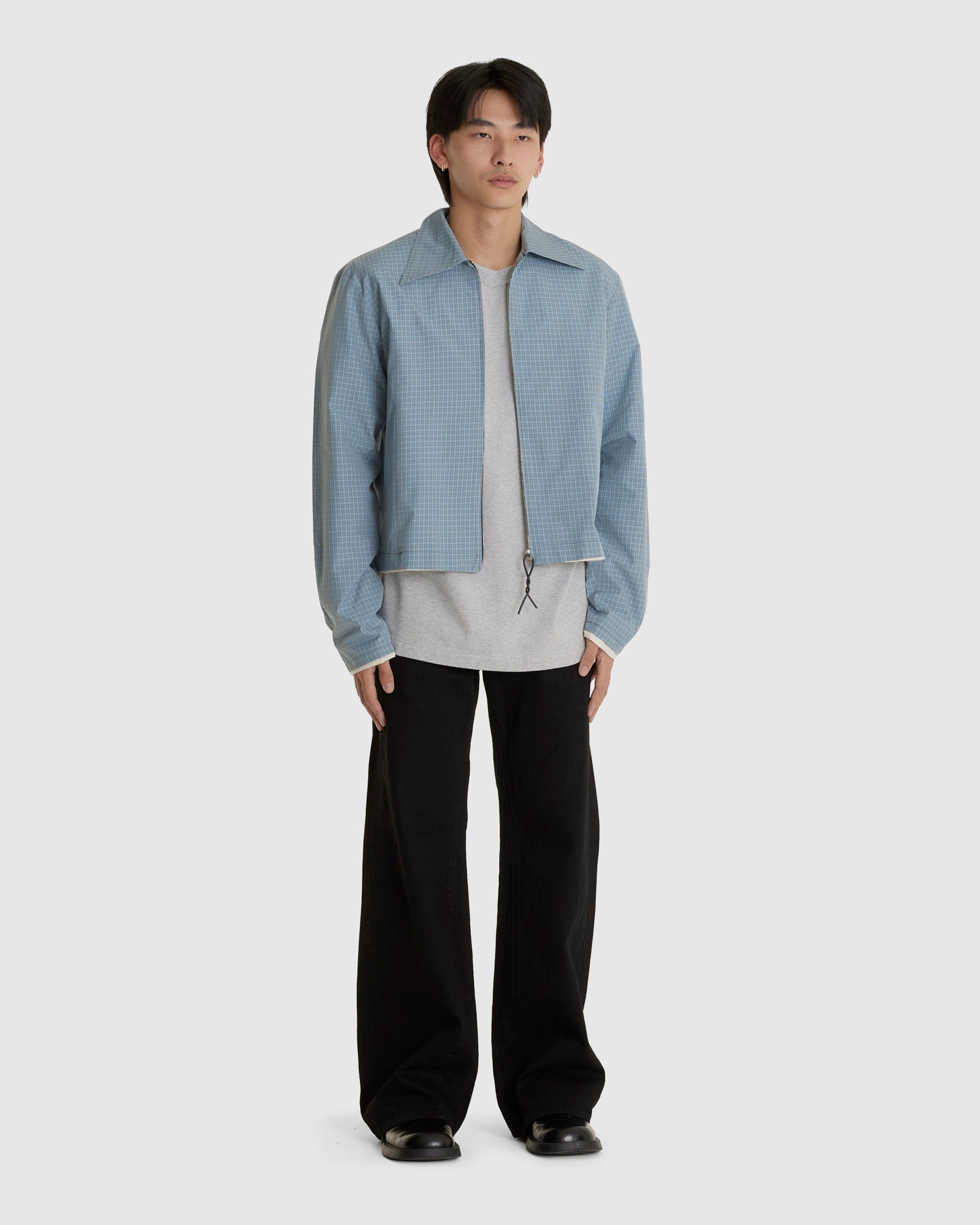 Fitted Zip Jacket Blue/Grey/White Check