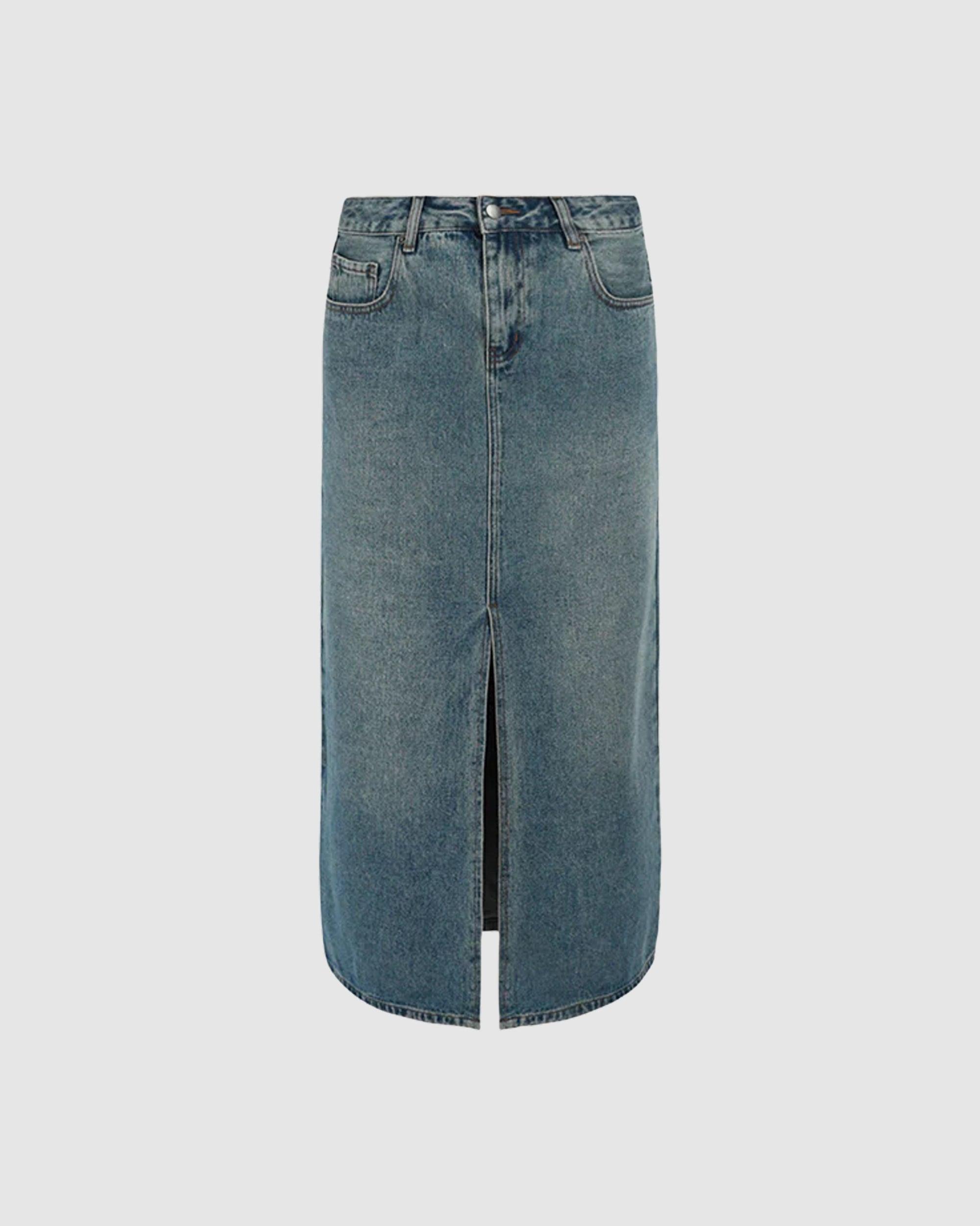 Zipper Denim Skirt