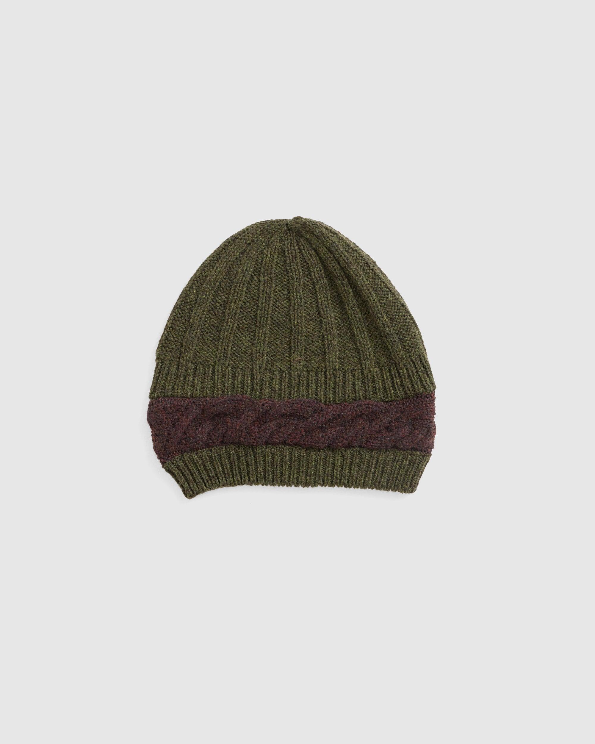 Aaron Knit Beanie Khaki/Burgundy