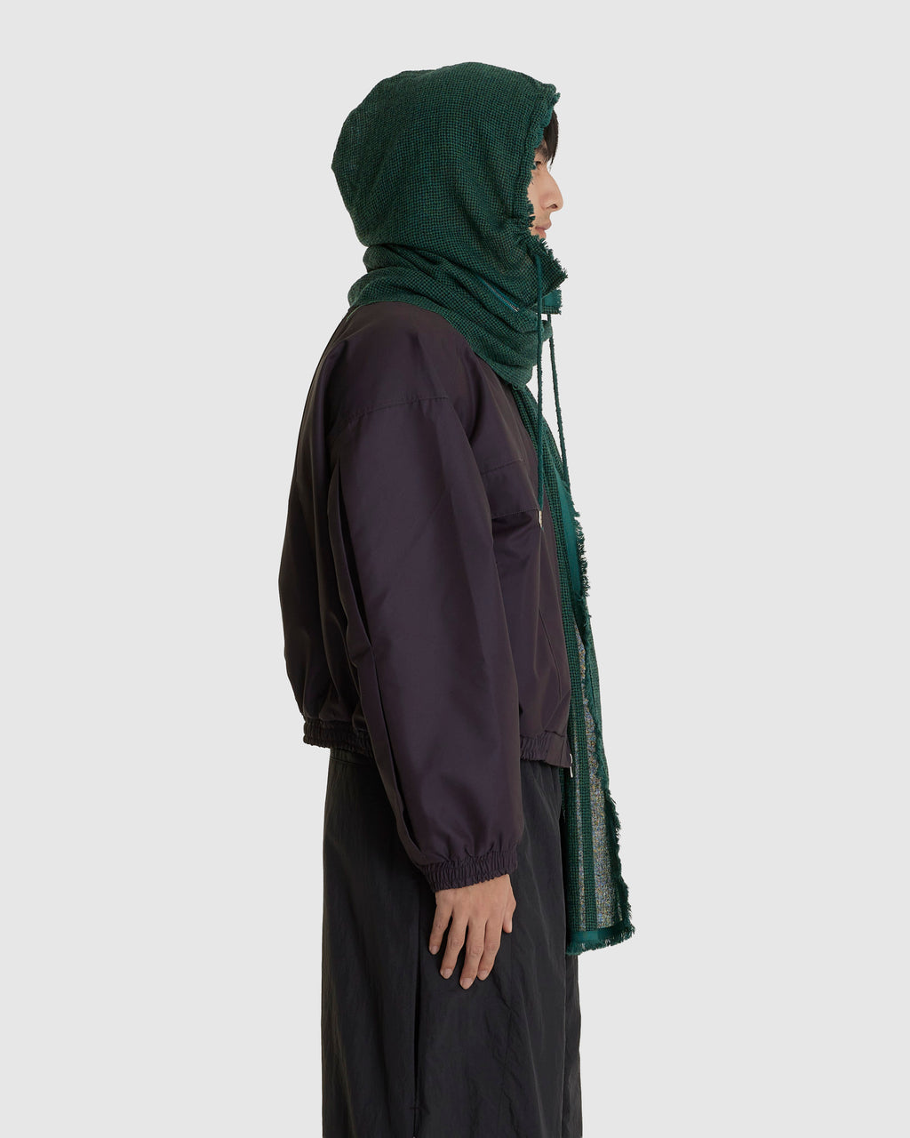 Hooded Zip Scarf Green