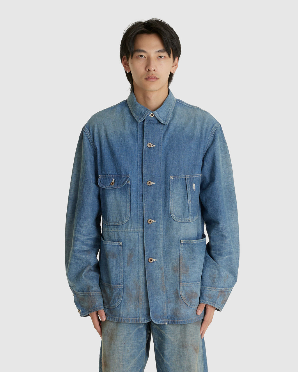 Lot. 716 Coverall Jacket With Chinstrap Damaged Indigo