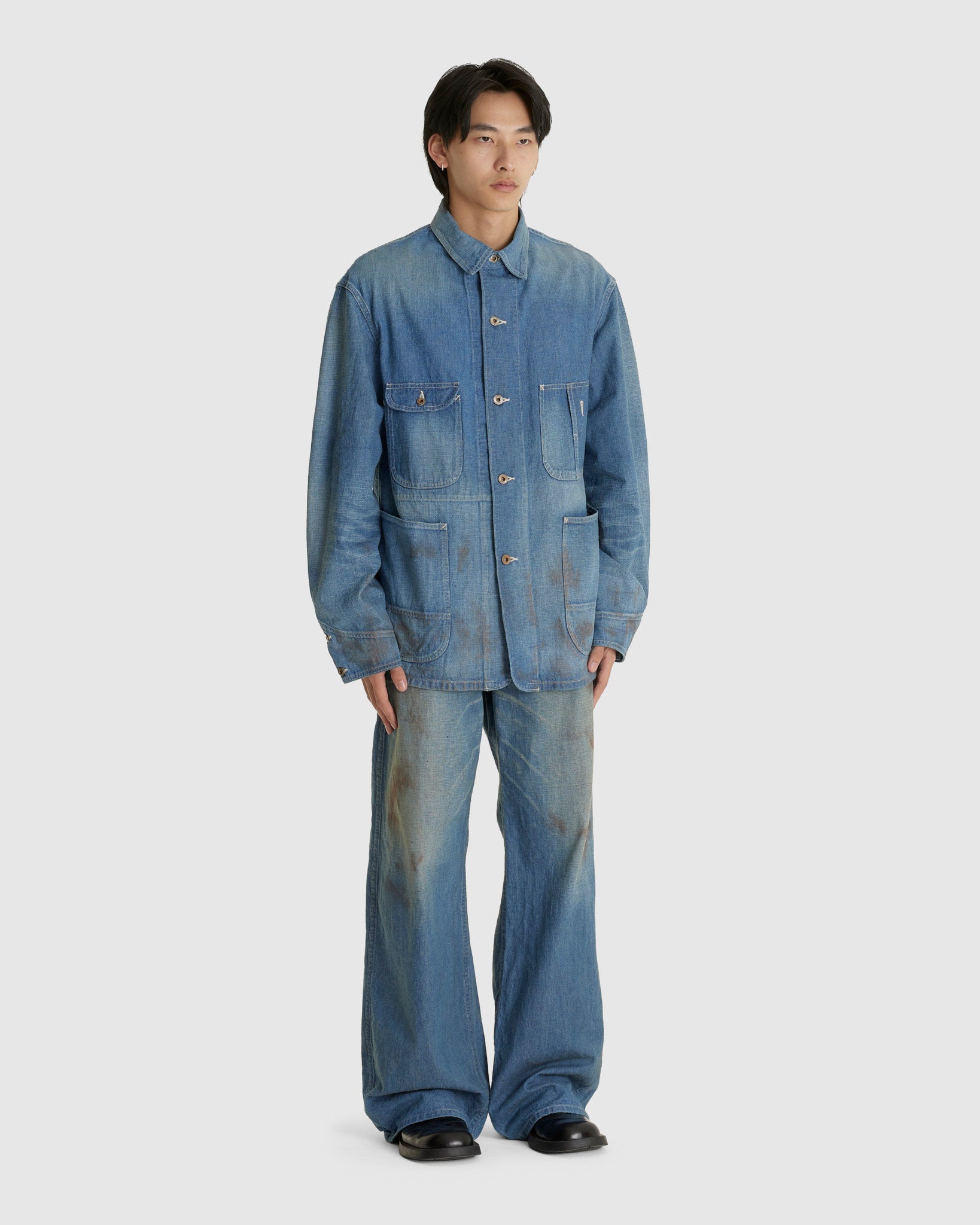 Lot. 716 Coverall Jacket With Chinstrap Damaged Indigo