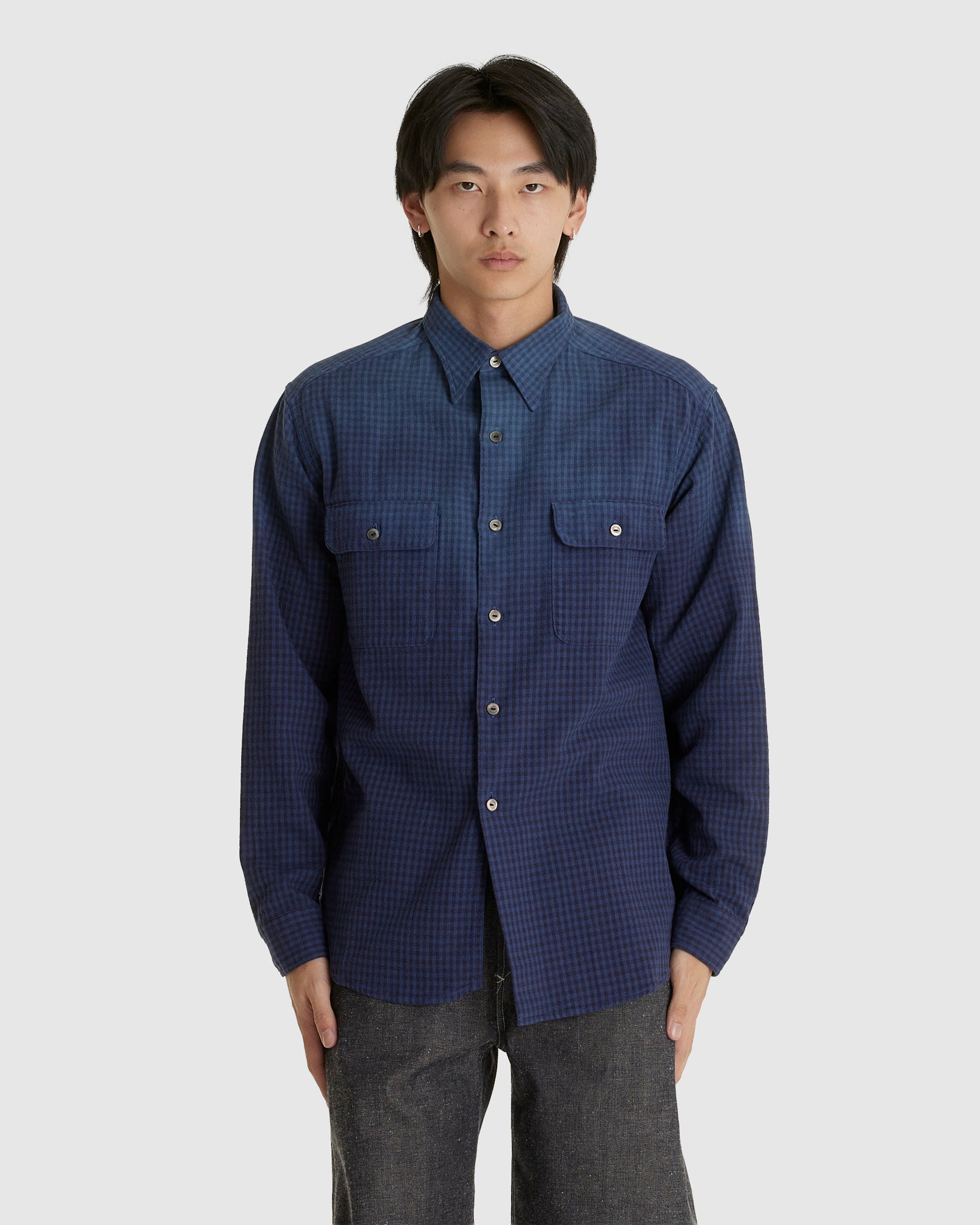 Lot. 117 Work Shirt Faded Navy Check