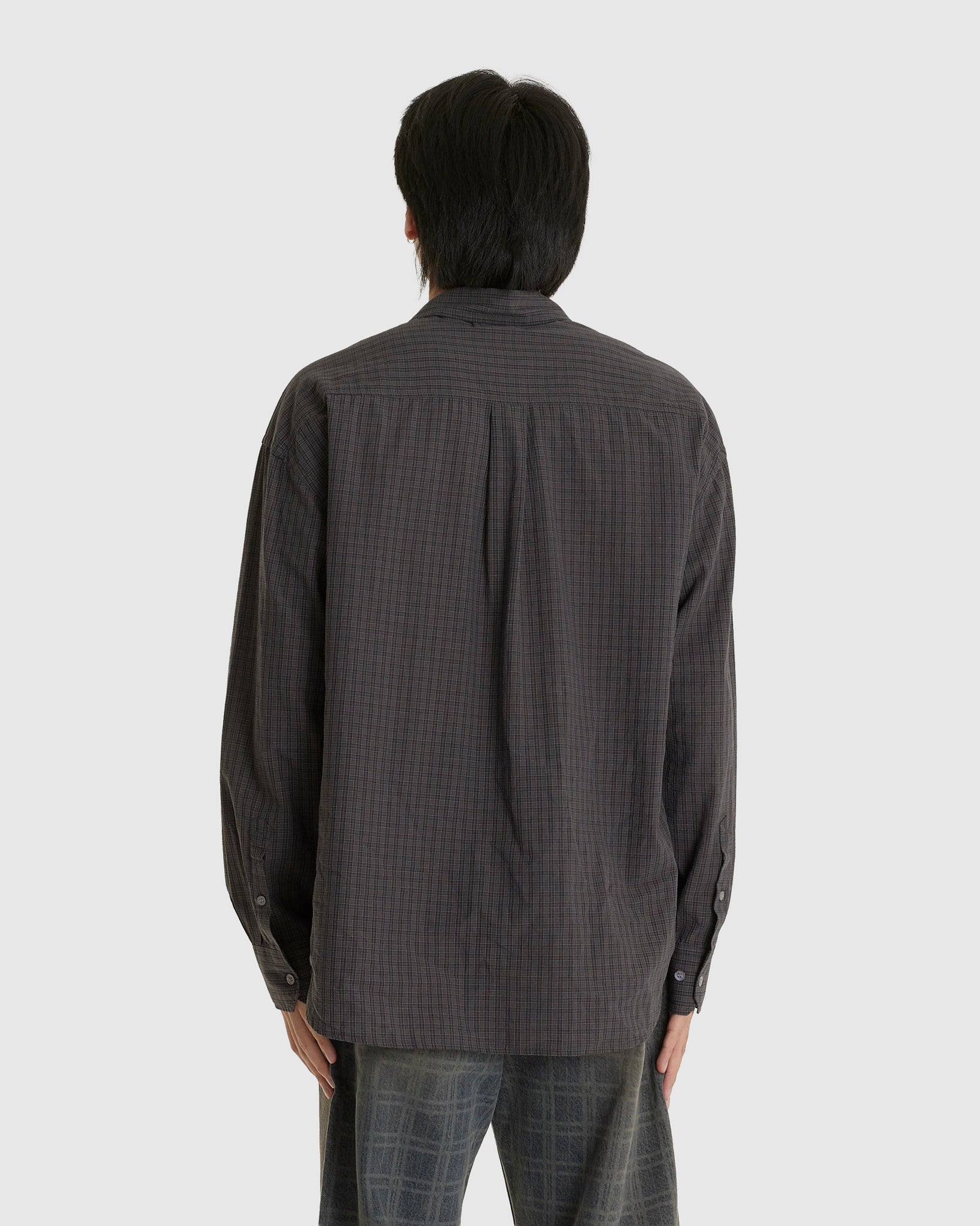 Room Shirt Warm Grey Micro Check