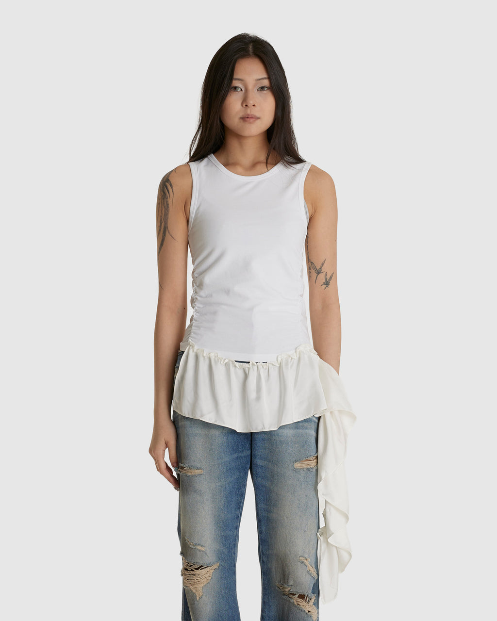 Satin Frill Sleeveless Top