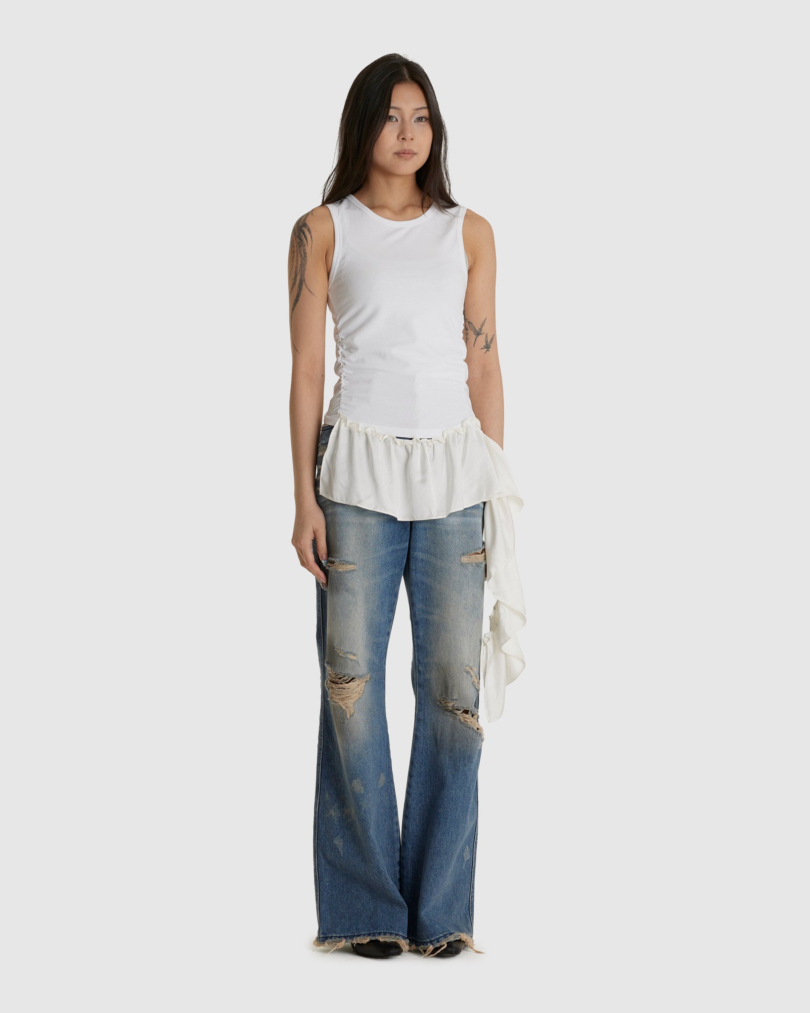 Satin Frill Sleeveless Top