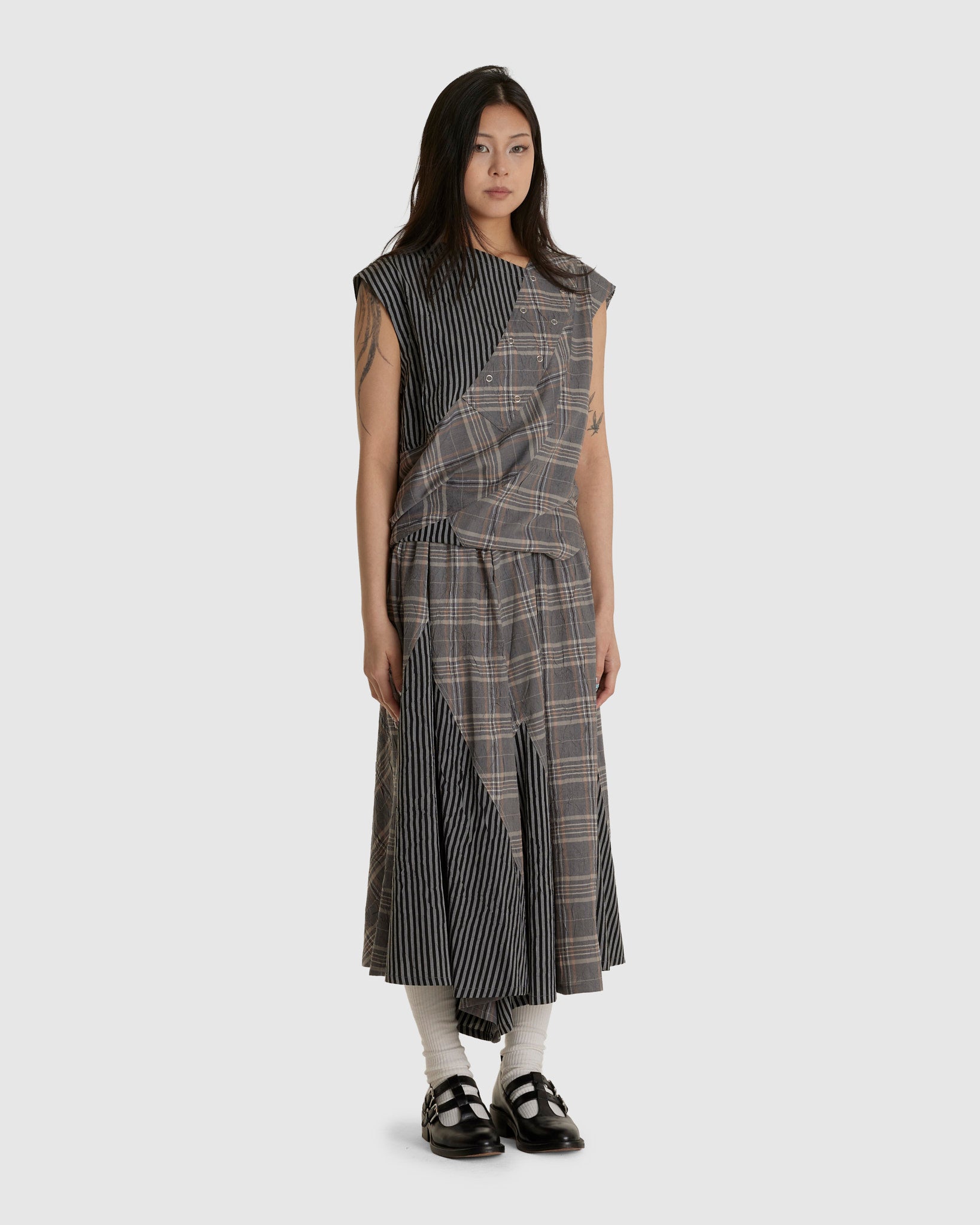 Checkered Skirt Pants