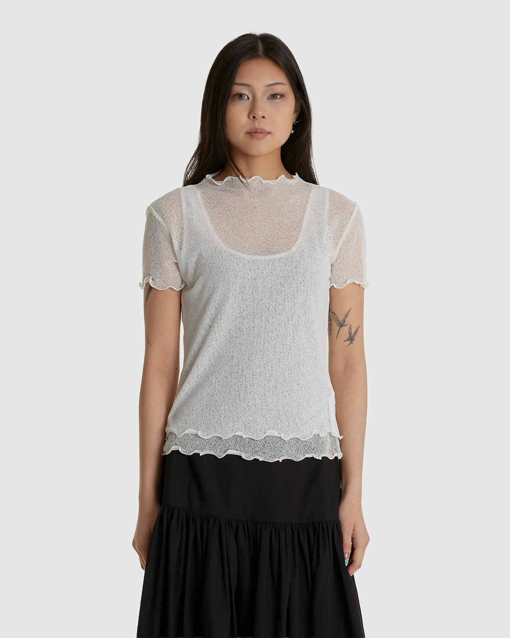 Two Layered Net Dress White