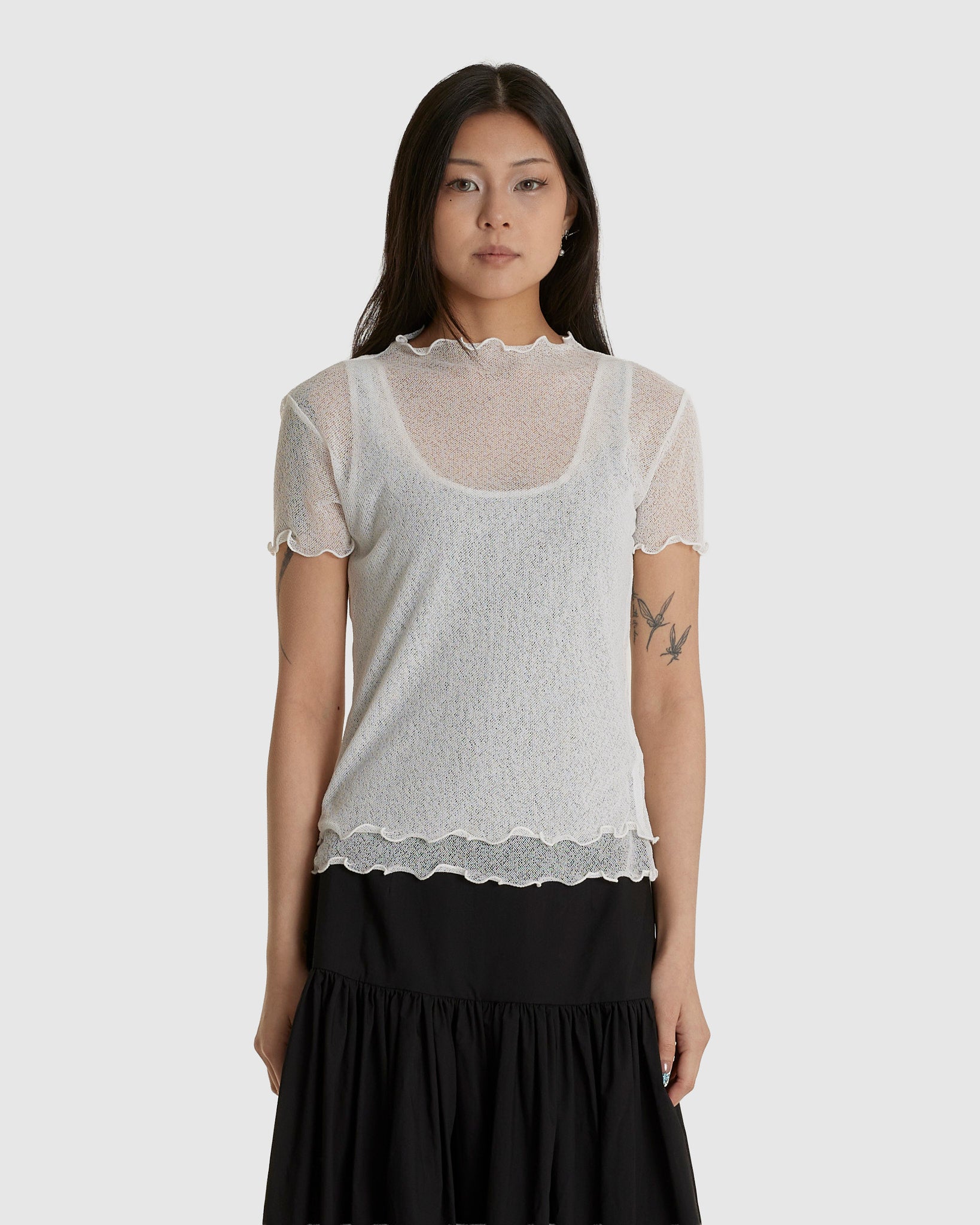 Two Layered Net Dress White