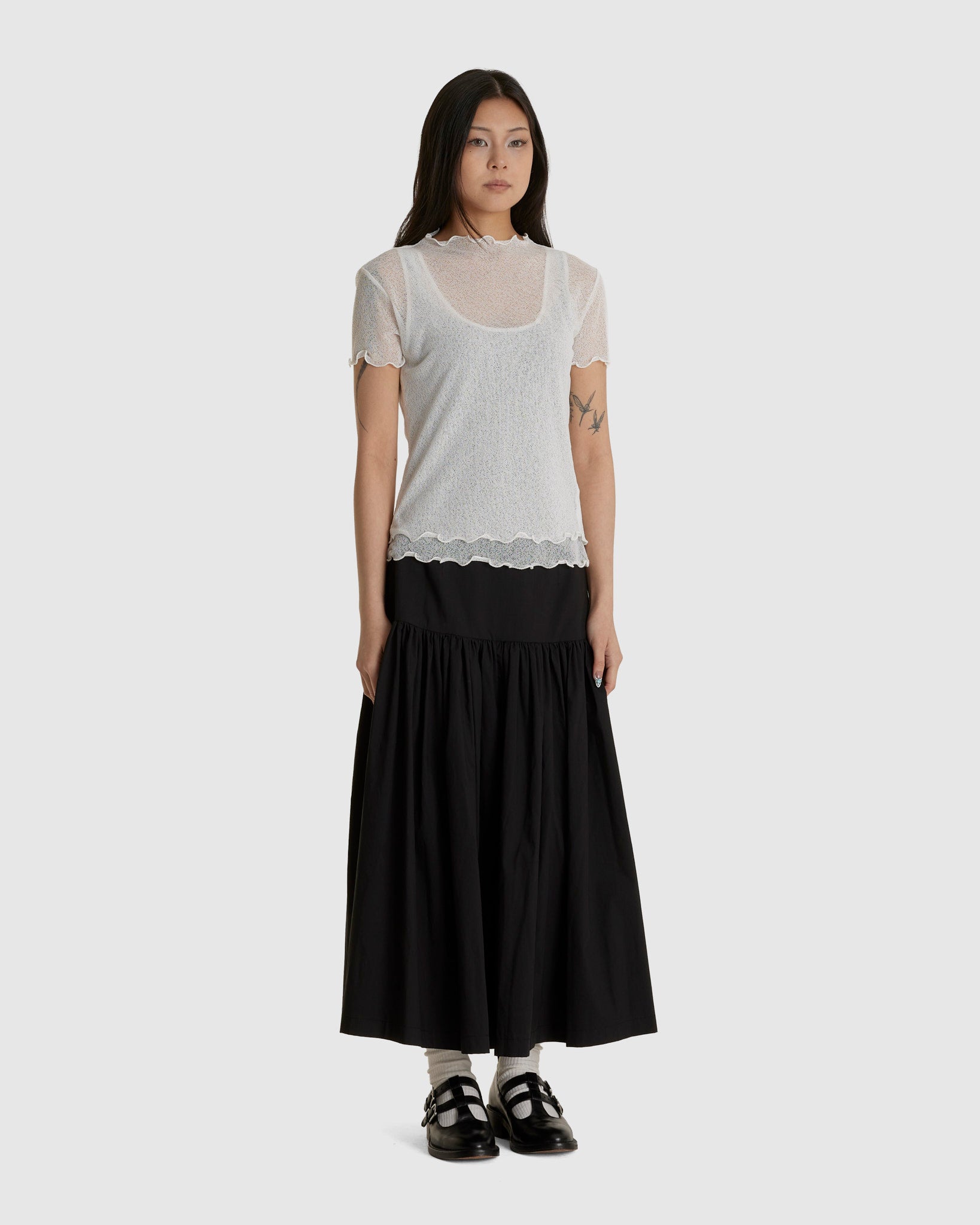 Two Layered Net Dress White