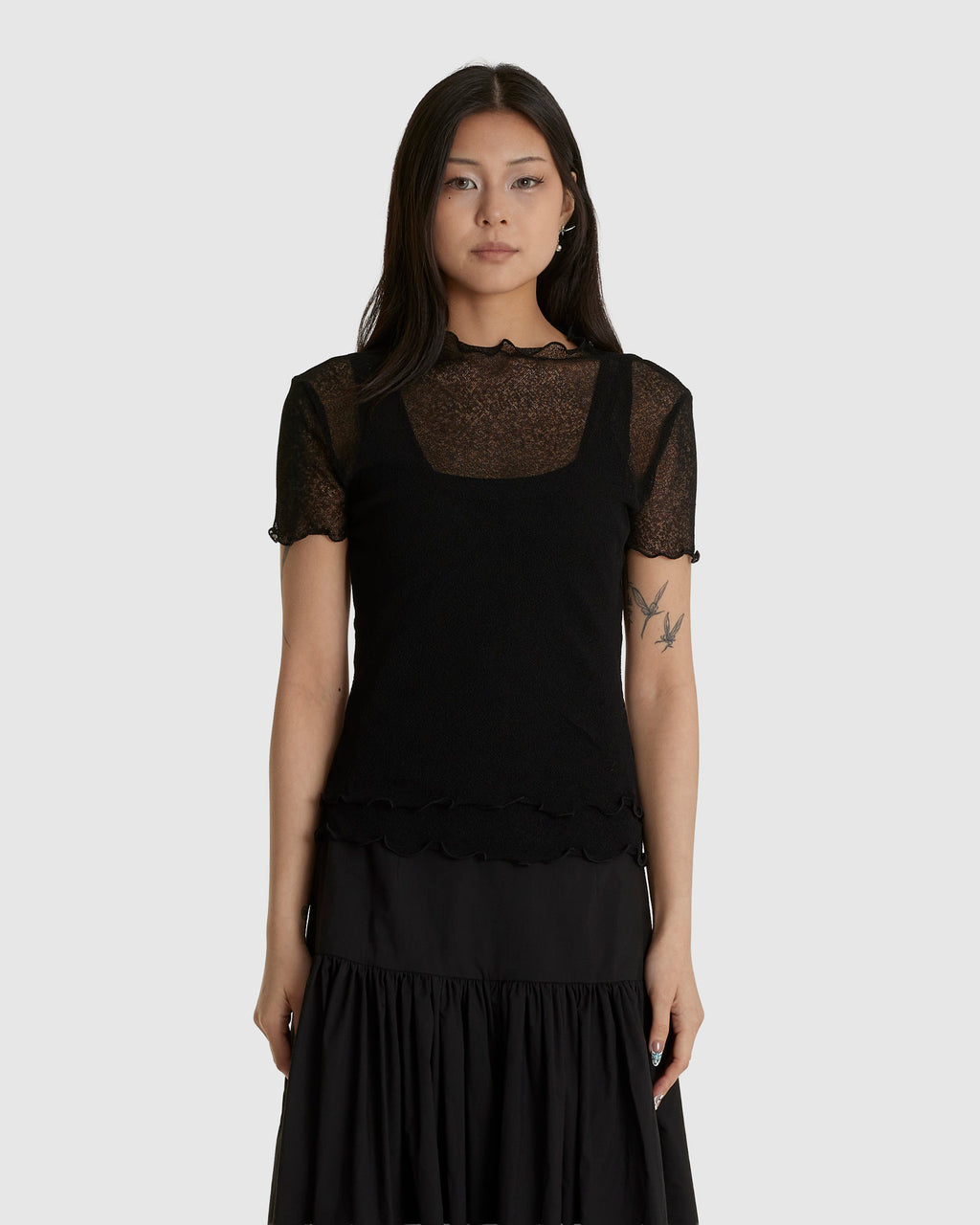 Two Layered Net Dress Black