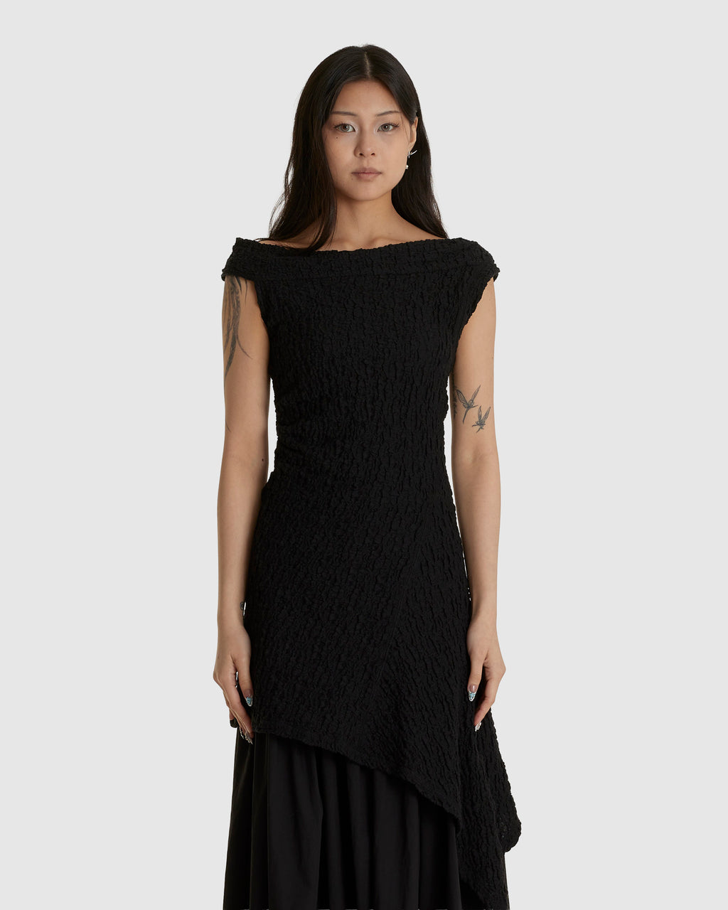 Unbalanced Mini Dress Black