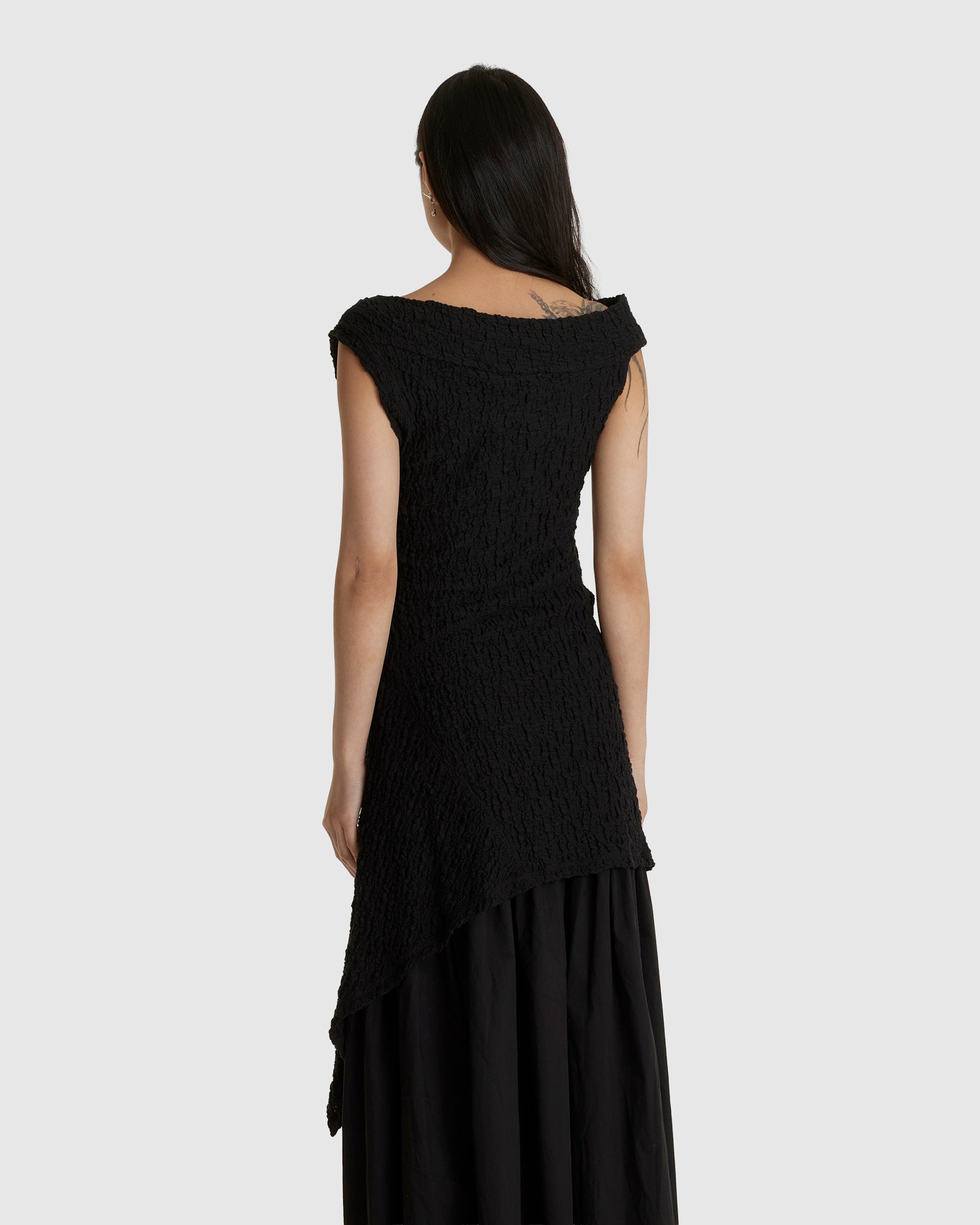 Unbalanced Mini Dress Black