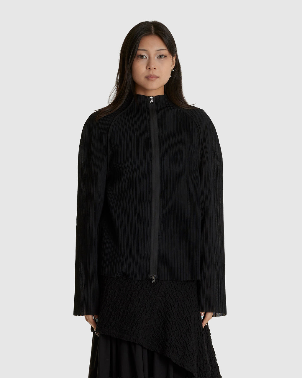 Pleats Zip Up Jumper