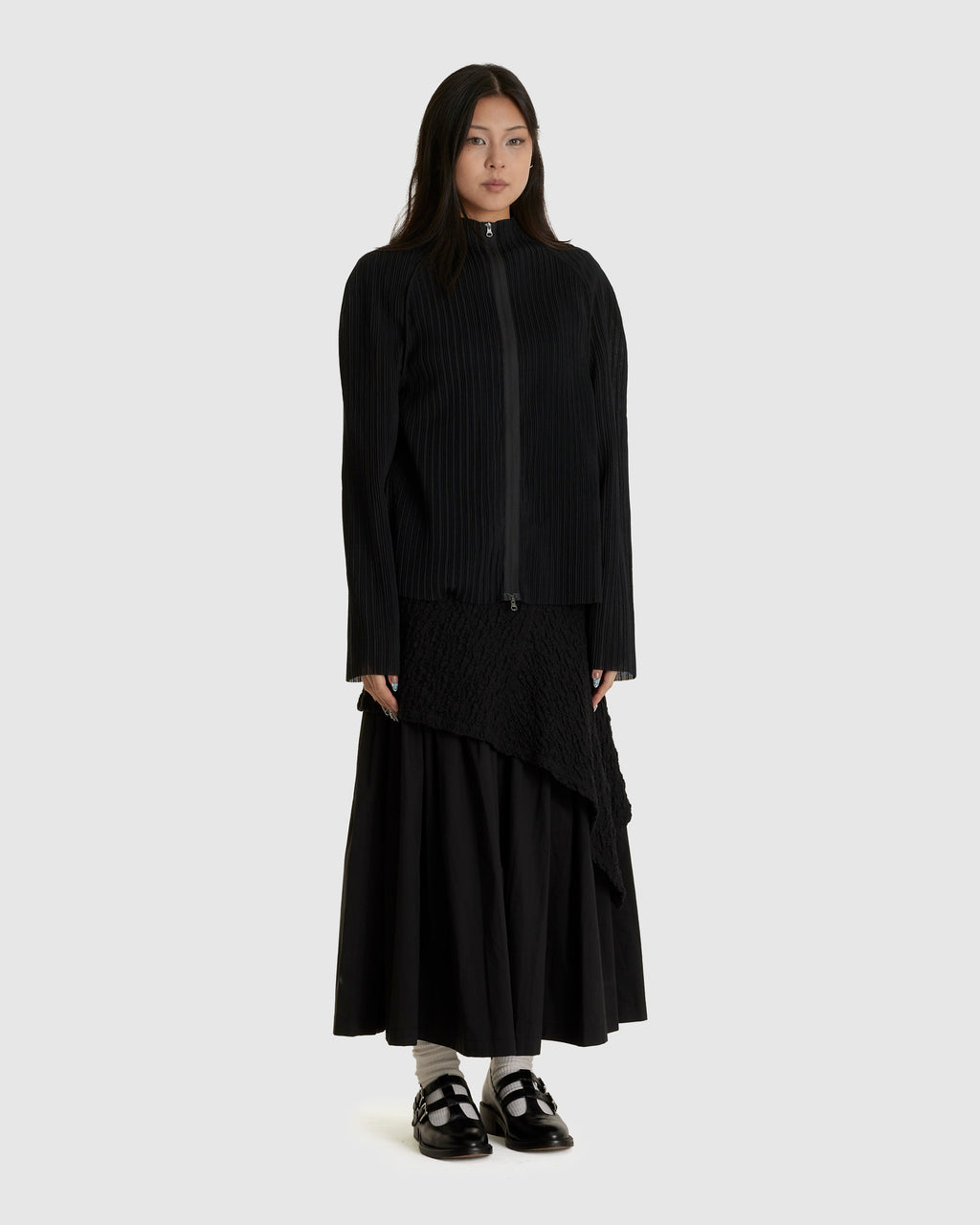 Pleats Zip Up Jumper