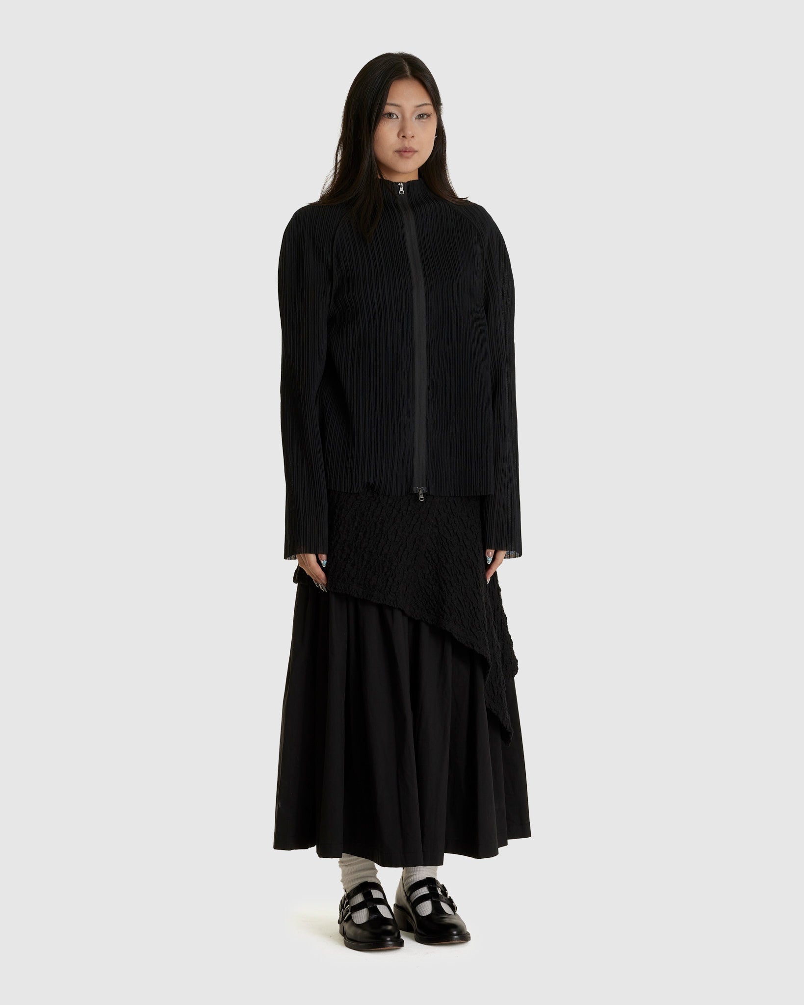 Pleats Zip Up Jumper