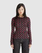 Moon Printed Jersey Second Skin Crewneck Top