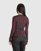 Moon Printed Jersey Second Skin Crewneck Top