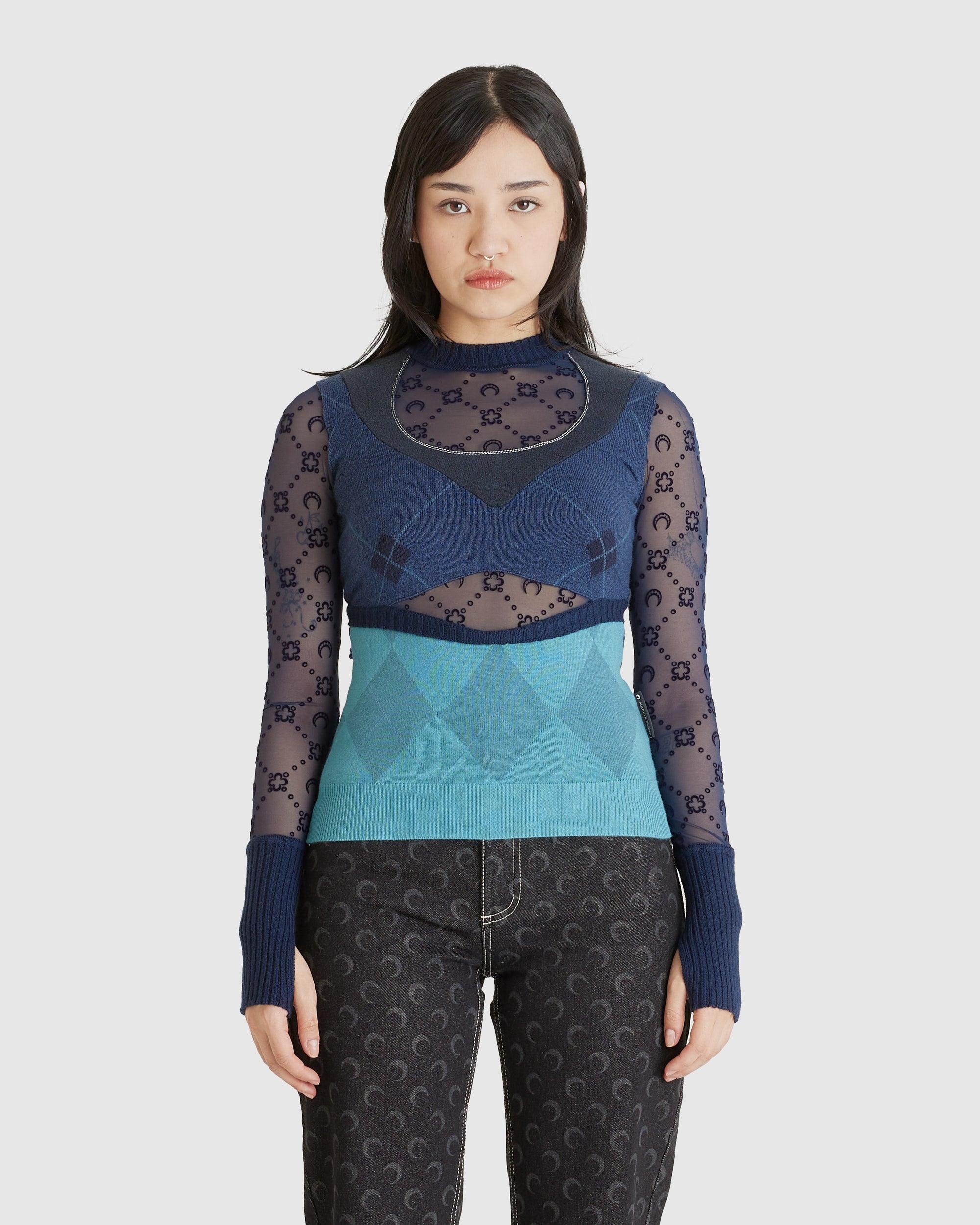 Upcycled Argyle Knit Fitted Sweater