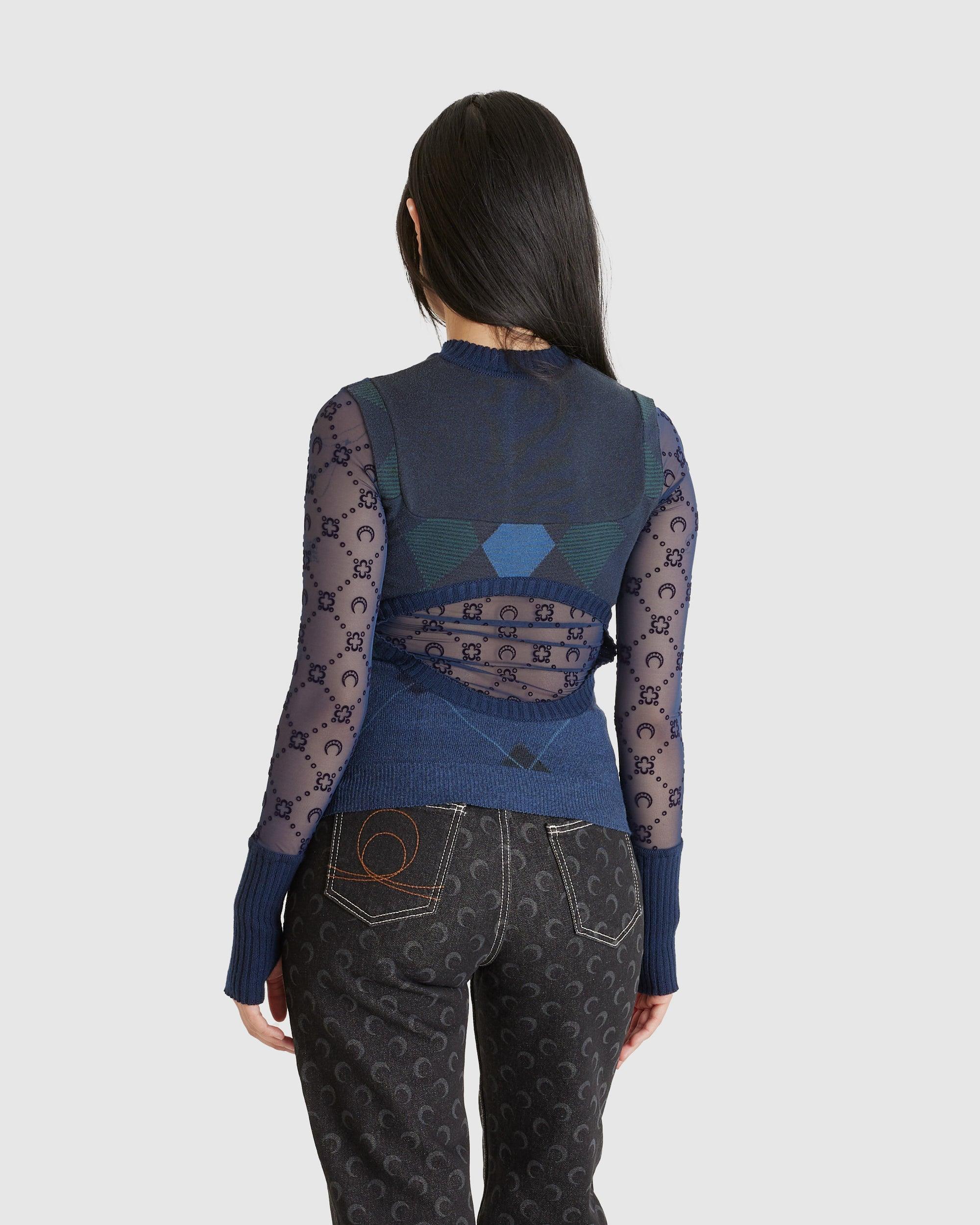 Upcycled Argyle Knit Fitted Sweater