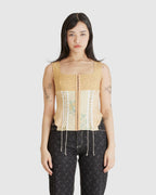 Regenerated Floral Linen Corset Top Gravel