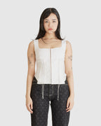 Regenerated Floral Linen Corset Top White